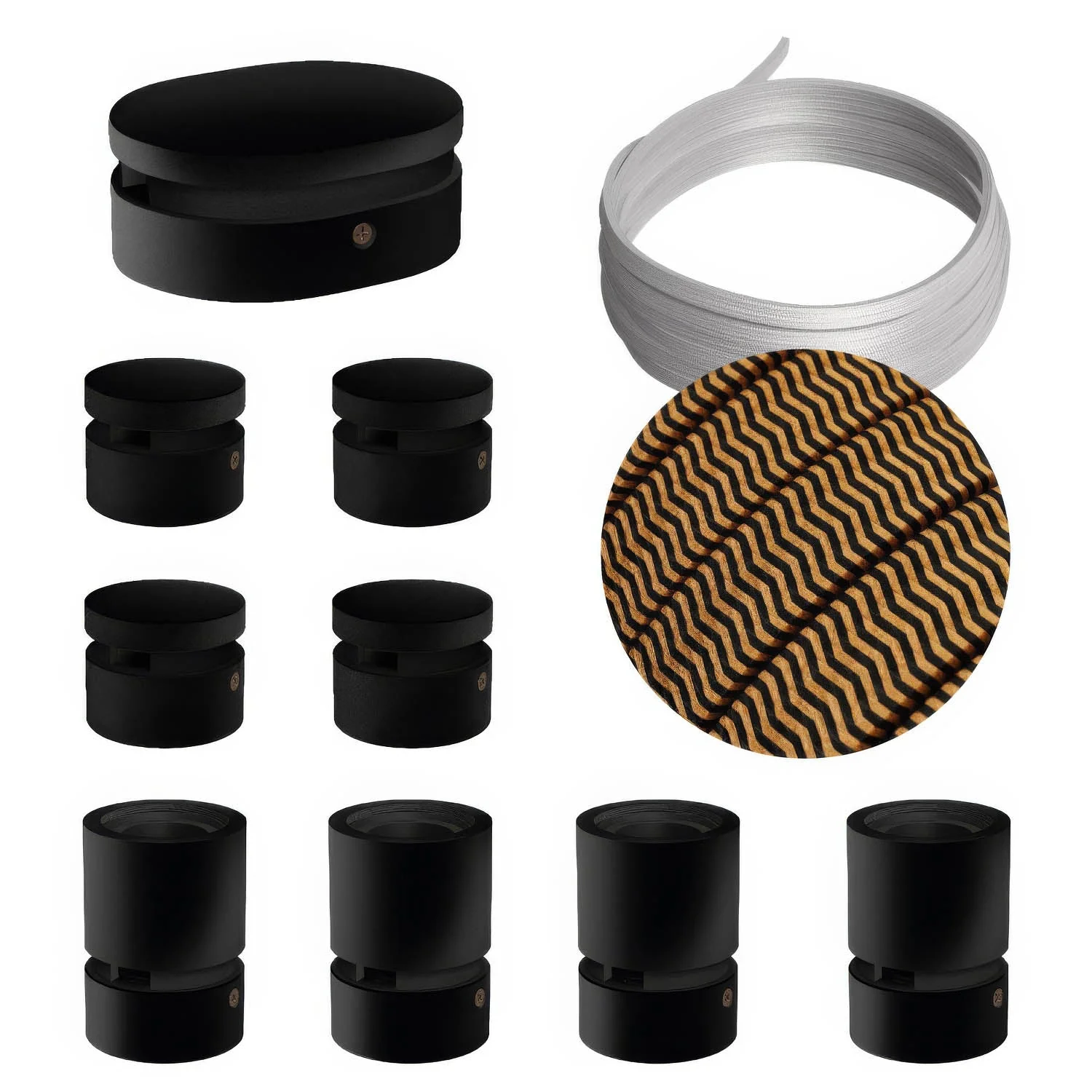 Filé Symmetric Kit System - with 5 m CZ22 cable for string light and 9 black-painted wooden components for indoor use