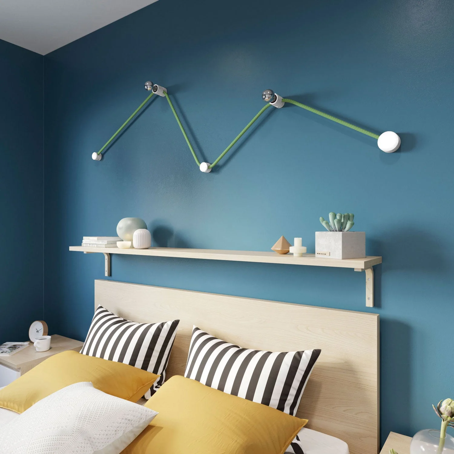 Filé Wiggle Kit system - with 3 m CX08 cable for string light and 5 white painted wooden components for interiors - Image 2