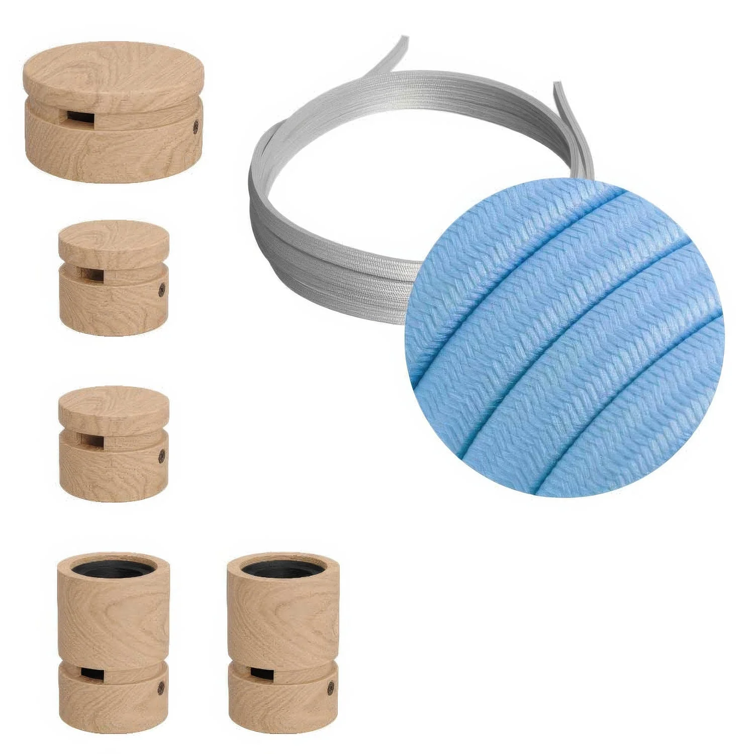 Filé Wiggle Kit system - with 3m CM17 cable for string light and 5 wooden components for interiors