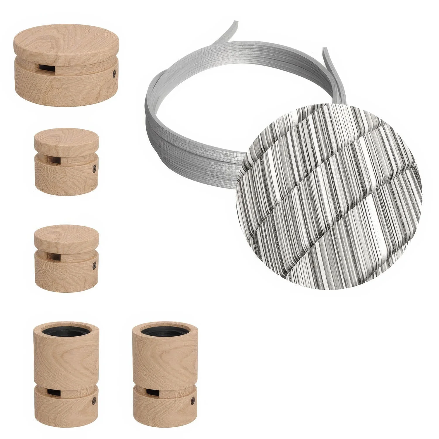 Filé Wiggle Kit system – with 3 m ECC37 cable for string light and 5 wooden components for indoor use
