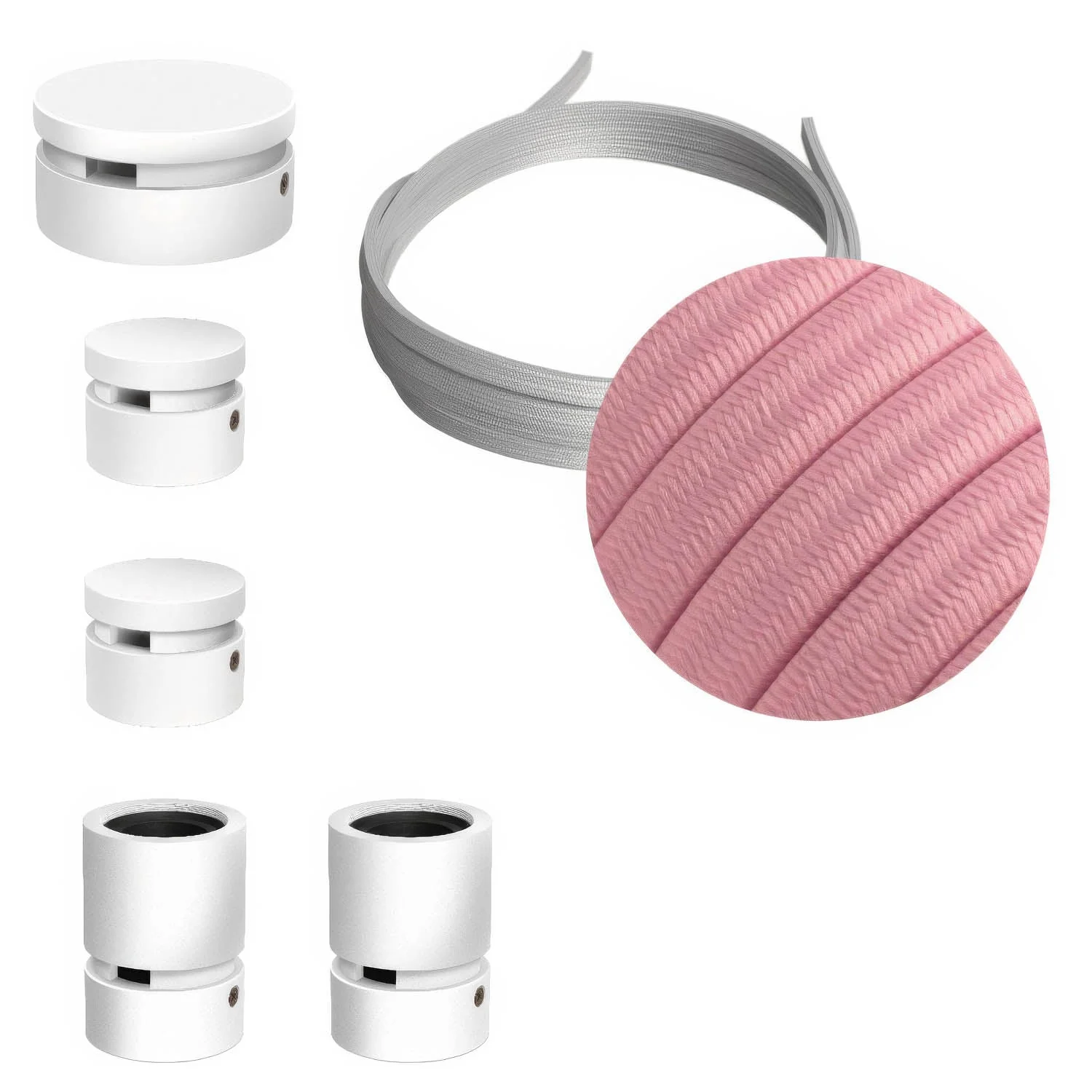 Filé Wiggle Kit System - with 3 m CM16 cable for string light and 5 white painted wooden components for interiors