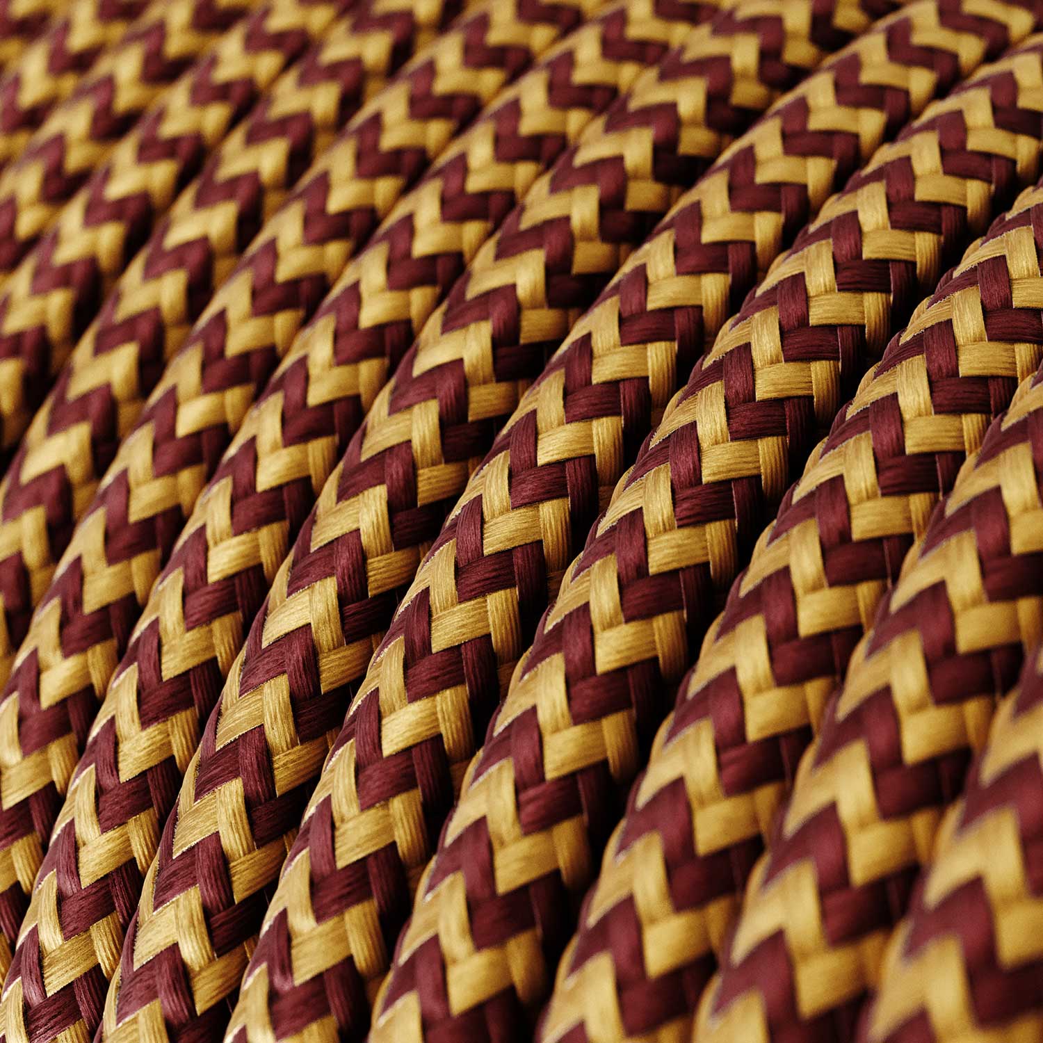 Gold and Bordeaux ZigZag textile cable for lighting - The Original Creative Cables, designed for lamps and chandeliers - RZ23 - Image 2