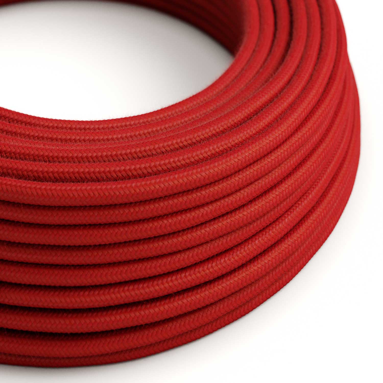 Fire Red fabric cable in cotton - The Original Creative-Cables - RC35 round 2x0.75mm / 3x0.75mm