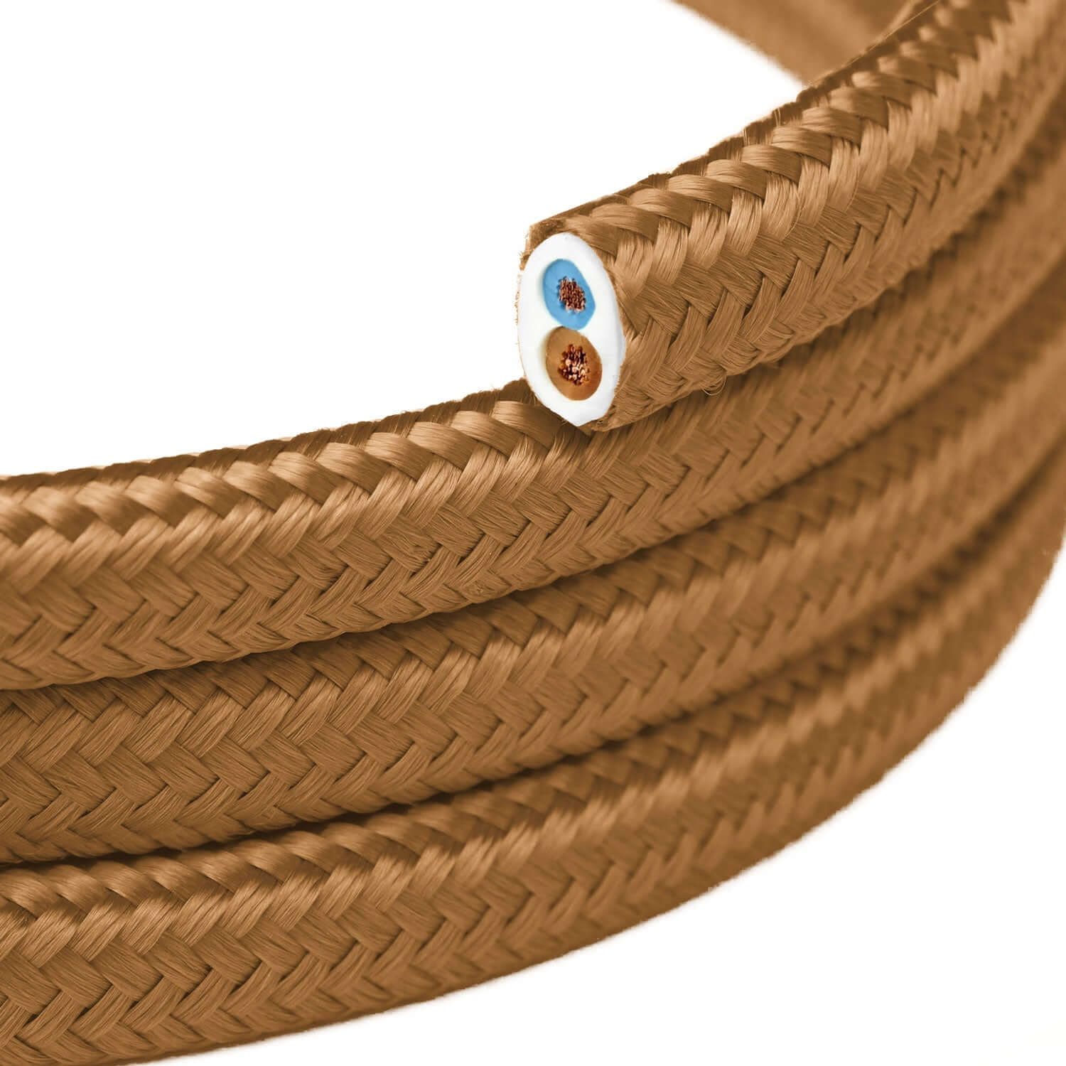 Flat fabric-covered cable in Whiskey colour - PM22