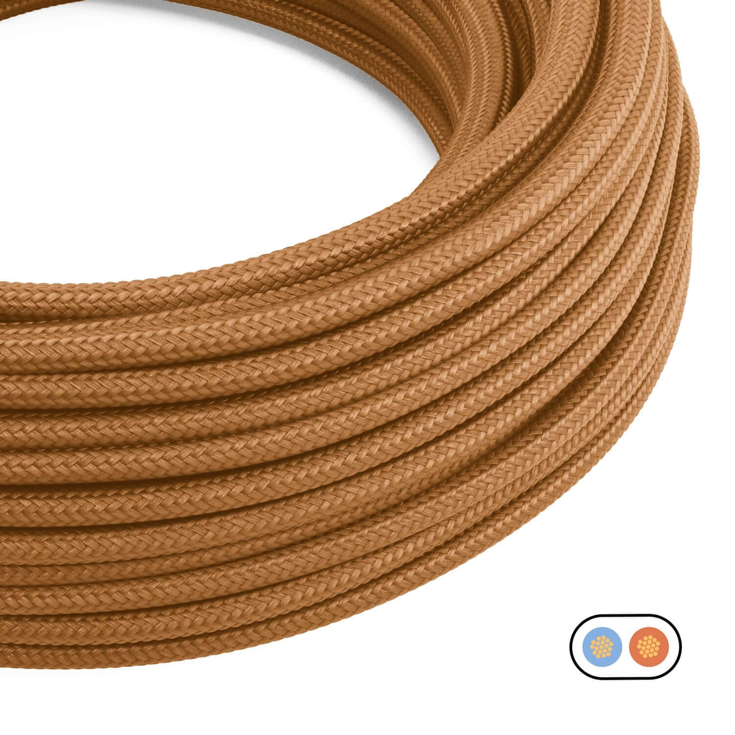 Flat fabric-covered cable in Whiskey colour - PM22 - Image 2