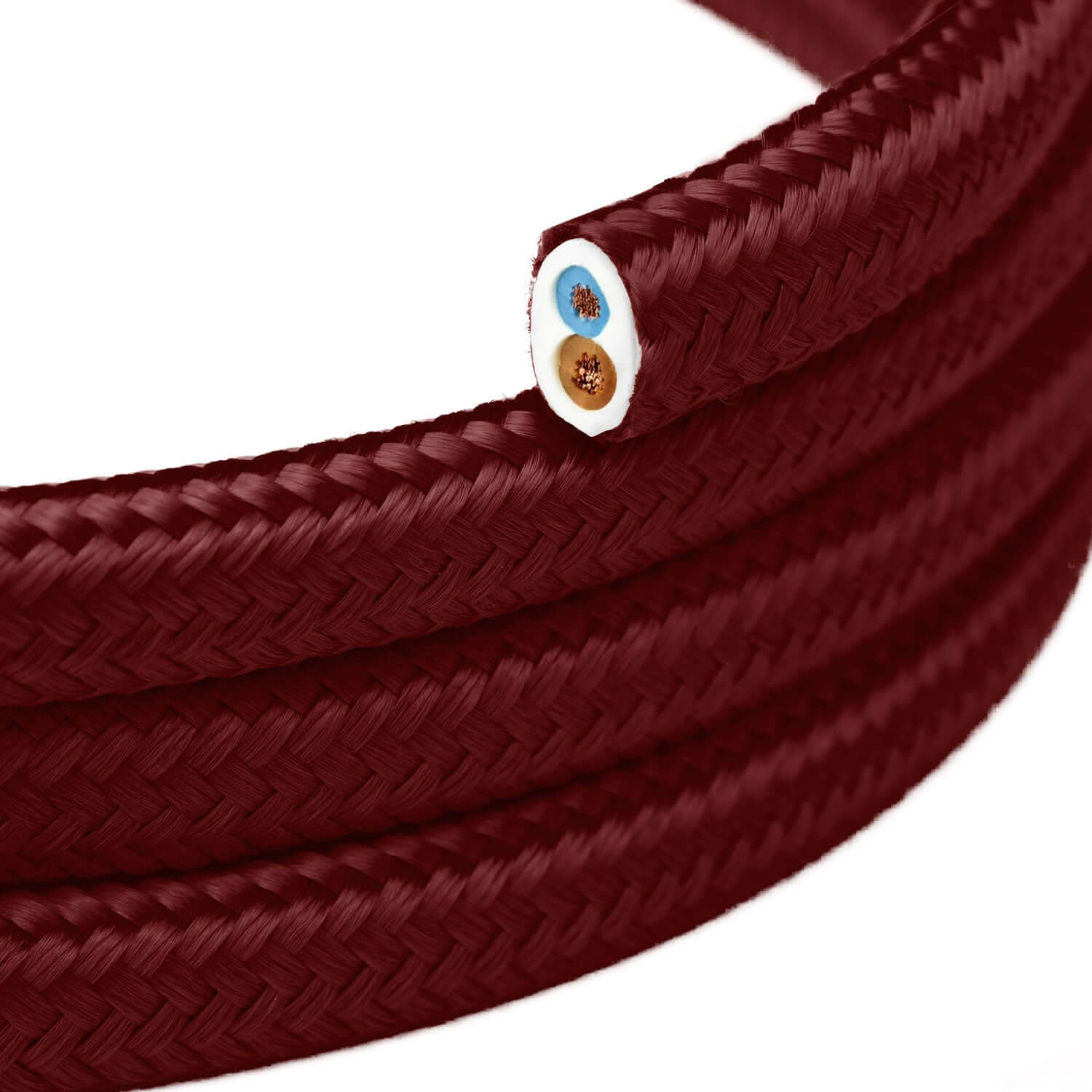 Glossy burgundy flat textile cable – PM19