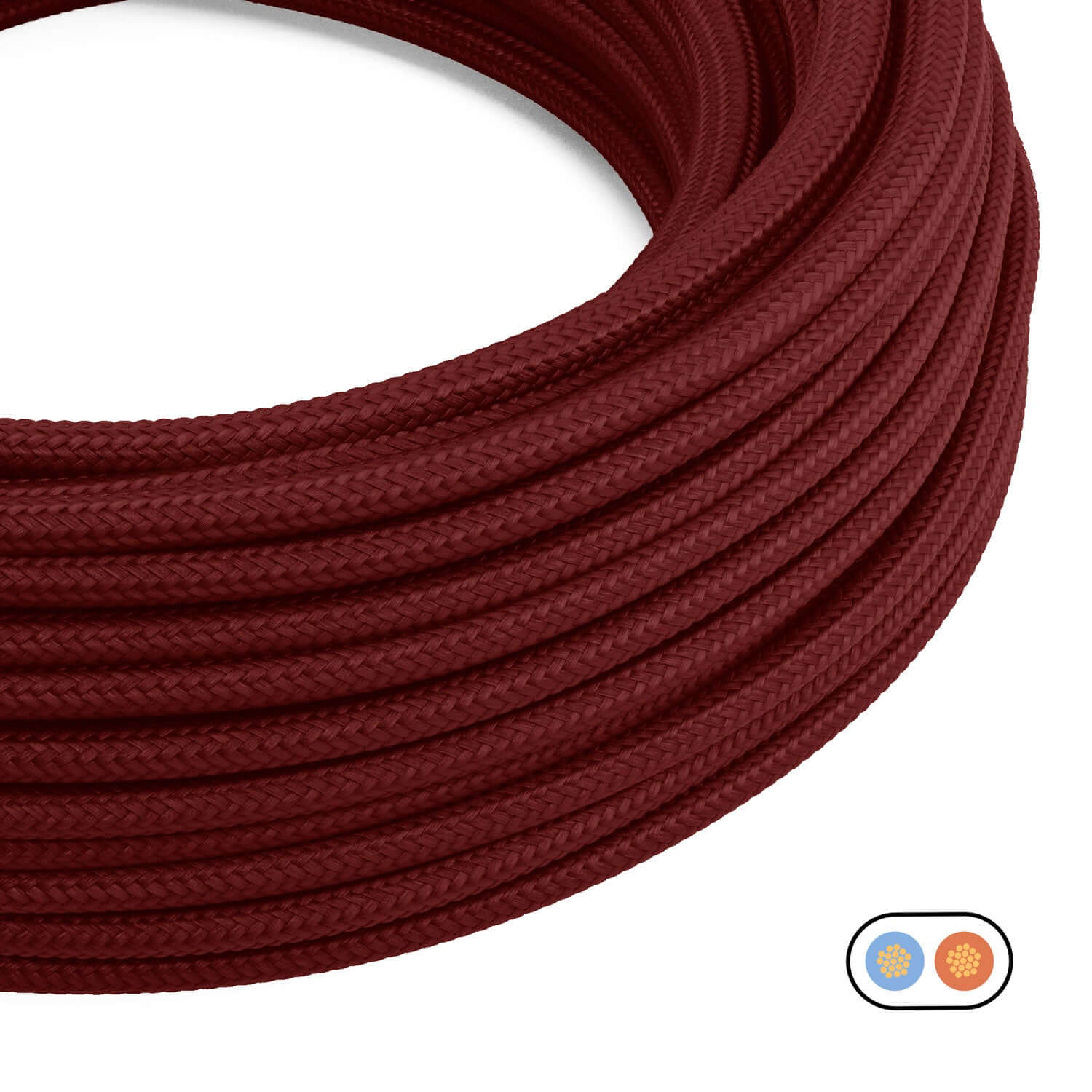 Glossy burgundy flat textile cable – PM19 - Image 2
