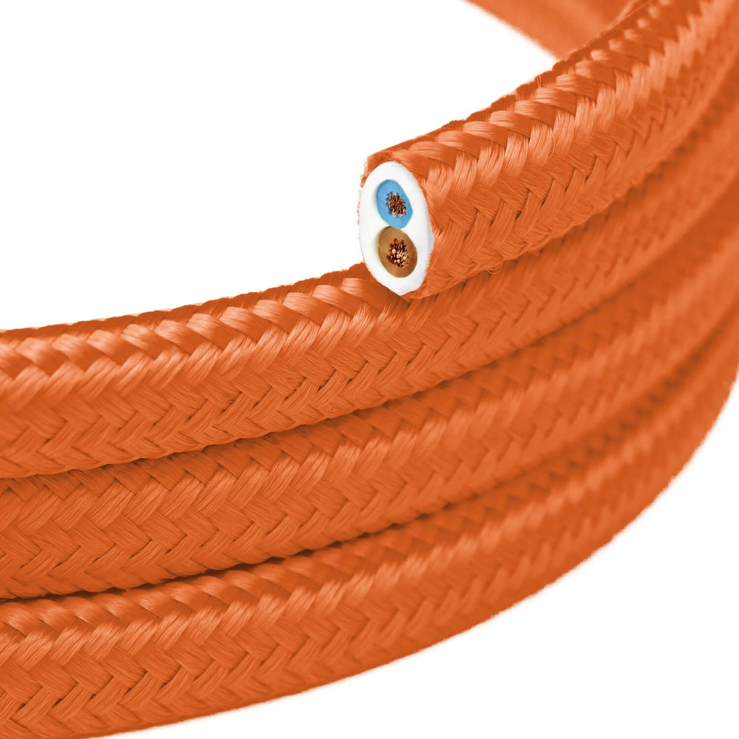 Flat textile cable for lighting in Flame Orange - PM15