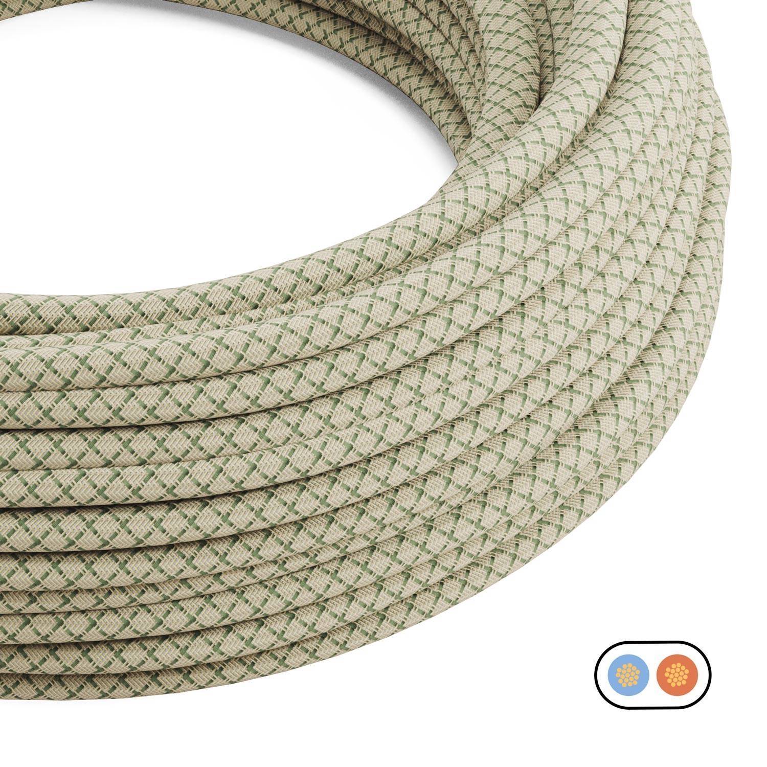 Flat textile cord Thyme Green and Beige Diamond - PD62 - Image 2