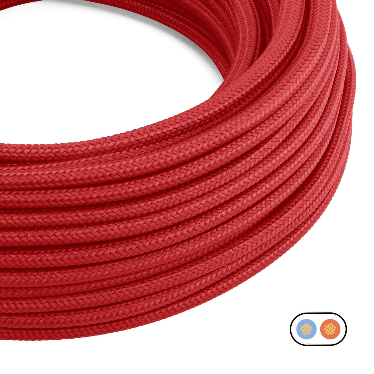 Flat lighting cable covered in glossy Fire Red fabric - PM09 - Image 2