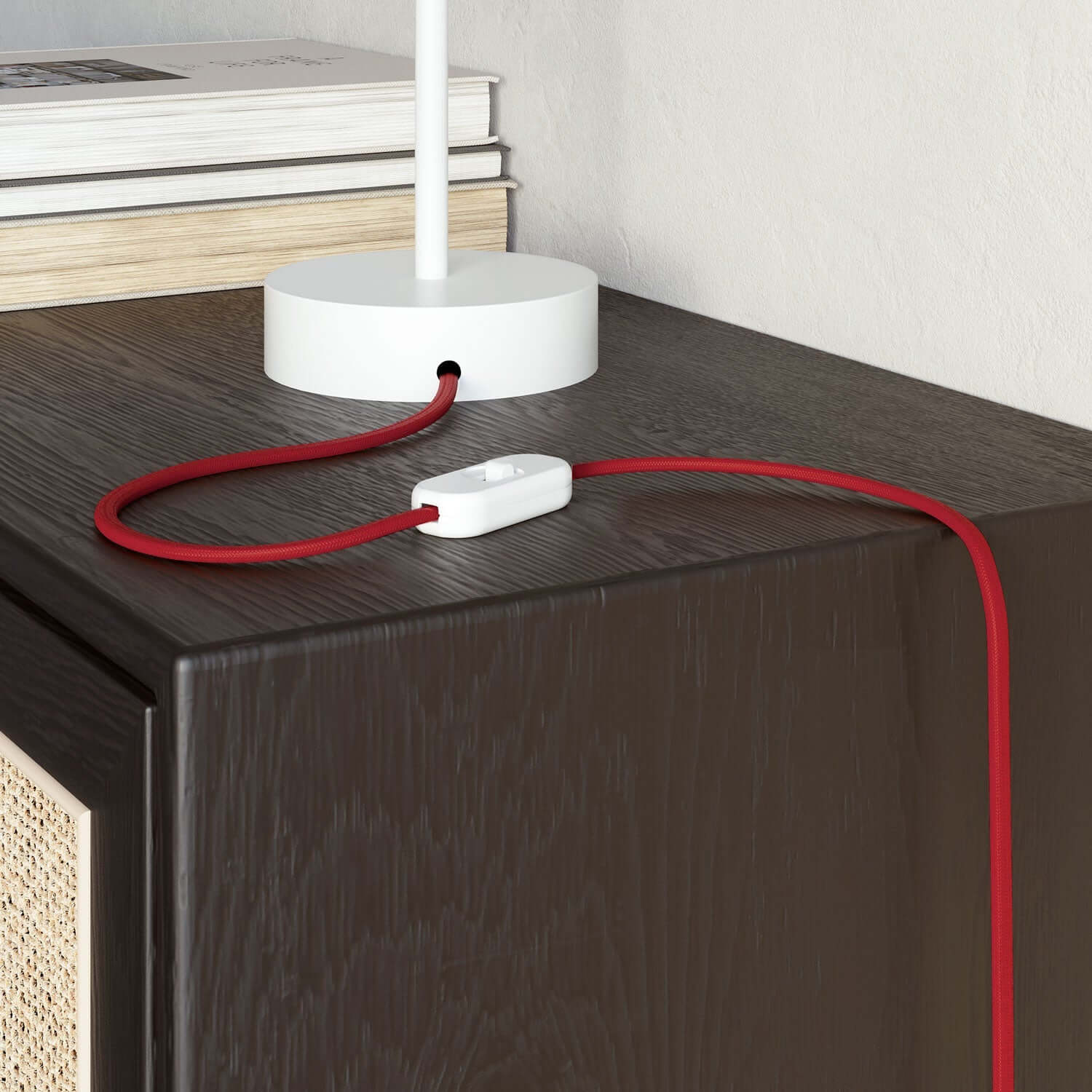 Flat lighting cable covered in glossy Fire Red fabric - PM09 - Image 3