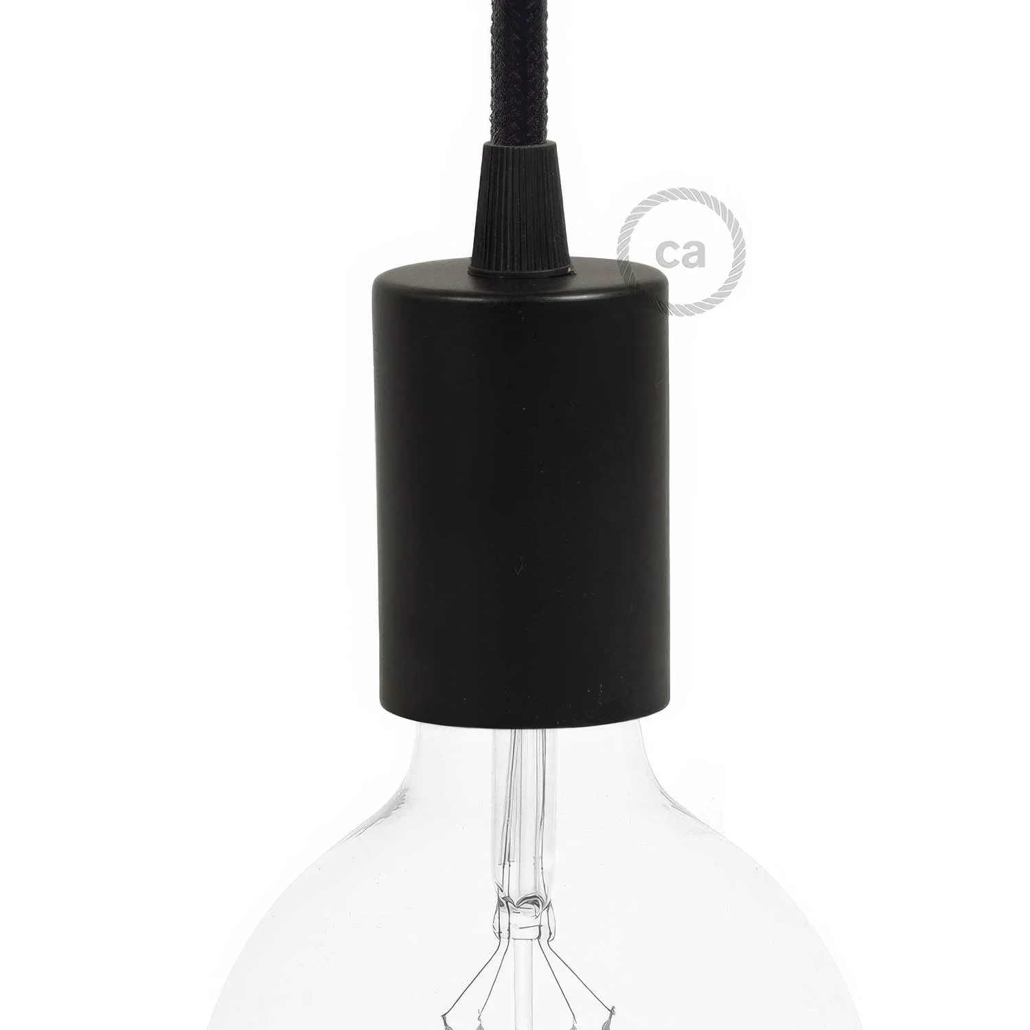 Flat Top Metal UL E26 light bulb socket kit - Black
