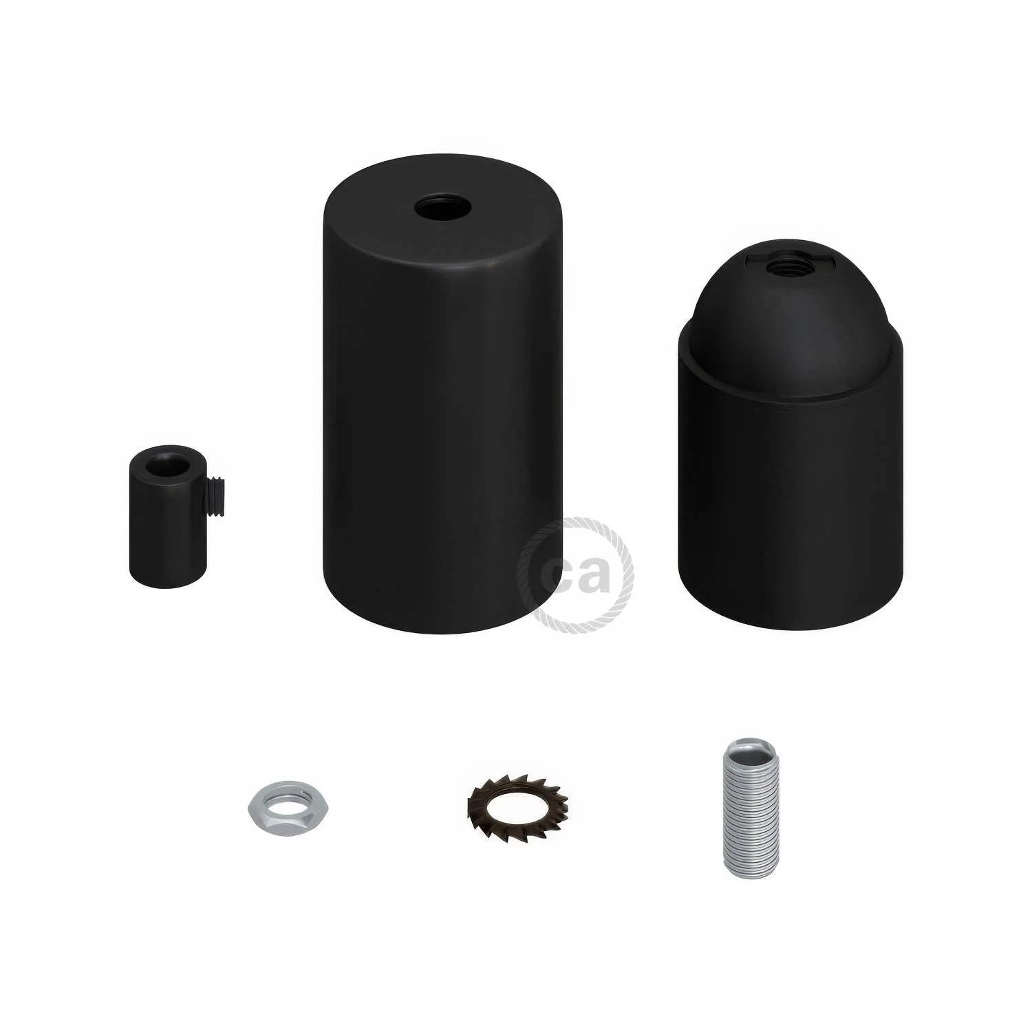Flat Top Metal UL E26 light bulb socket kit - Black - Image 5