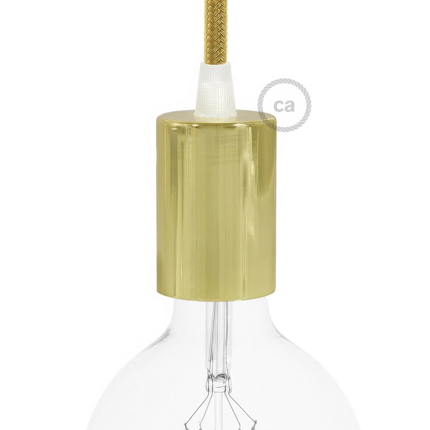 Flat Top Metal UL E26 light bulb socket kit – Brass