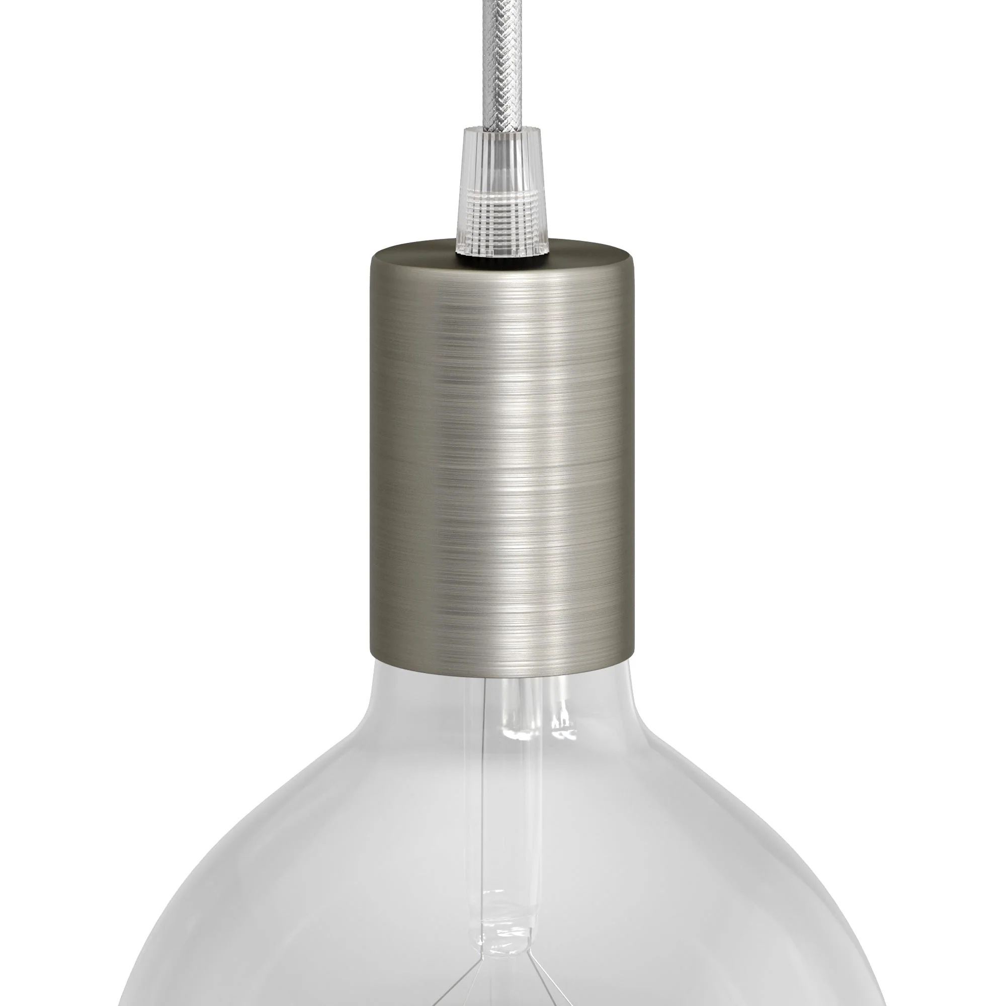 Flat Top Metal UL E26 Light Bulb Socket Kit - Brushed Titanium