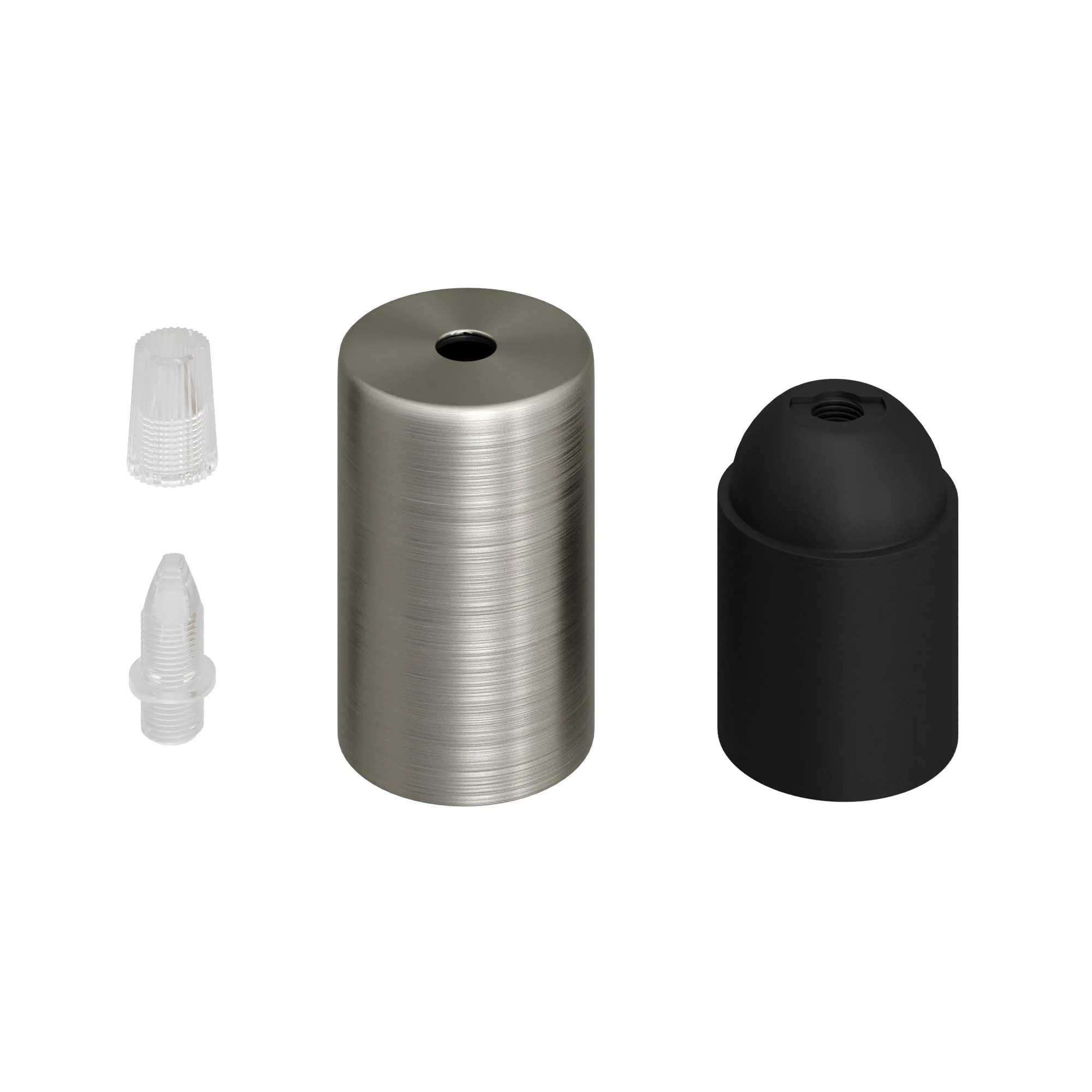 Flat Top Metal UL E26 Light Bulb Socket Kit - Brushed Titanium - Image 2