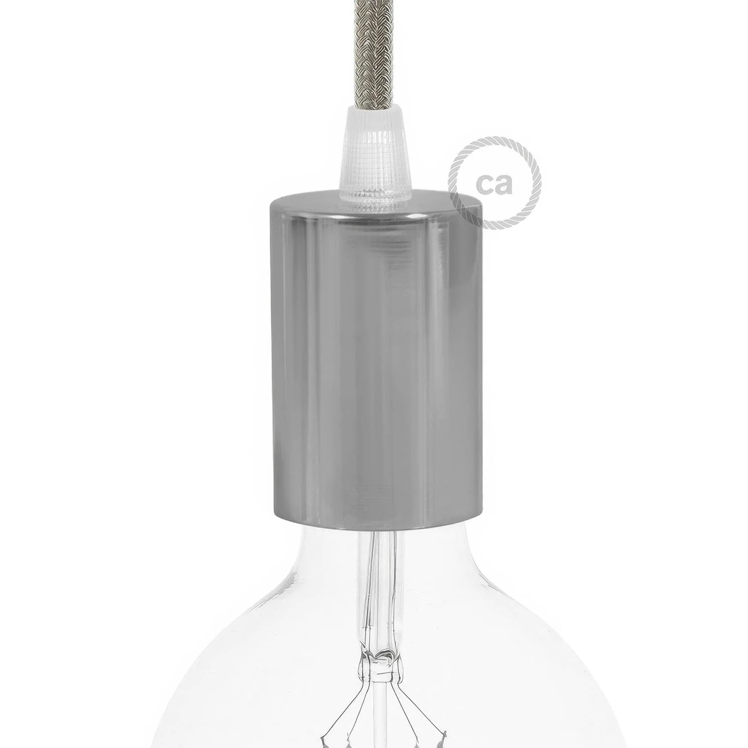 Flat Top Metal UL E26 light bulb socket kit - Chrome
