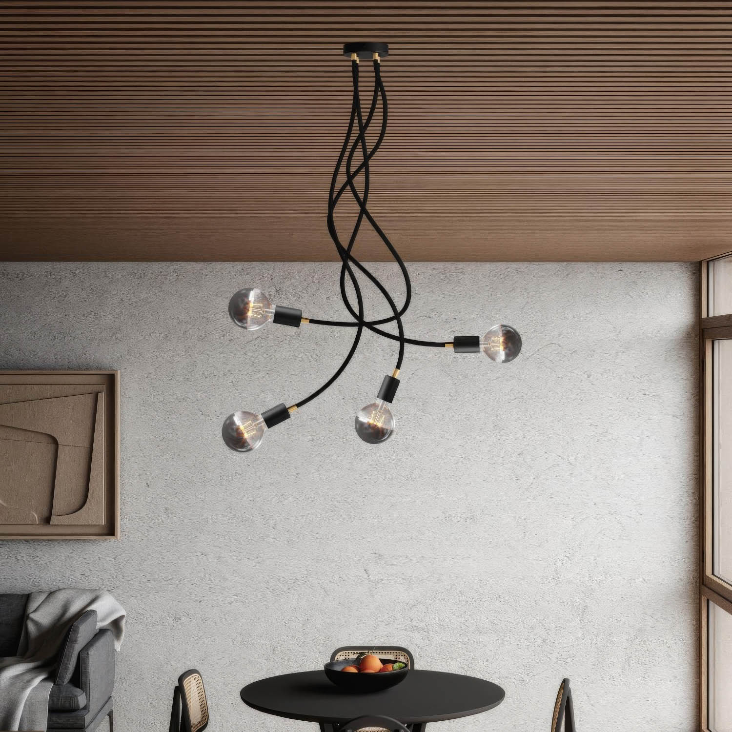 Flex 90 adjustable ceiling light with diffused light and G95 LED light bulb - Black - Image 2