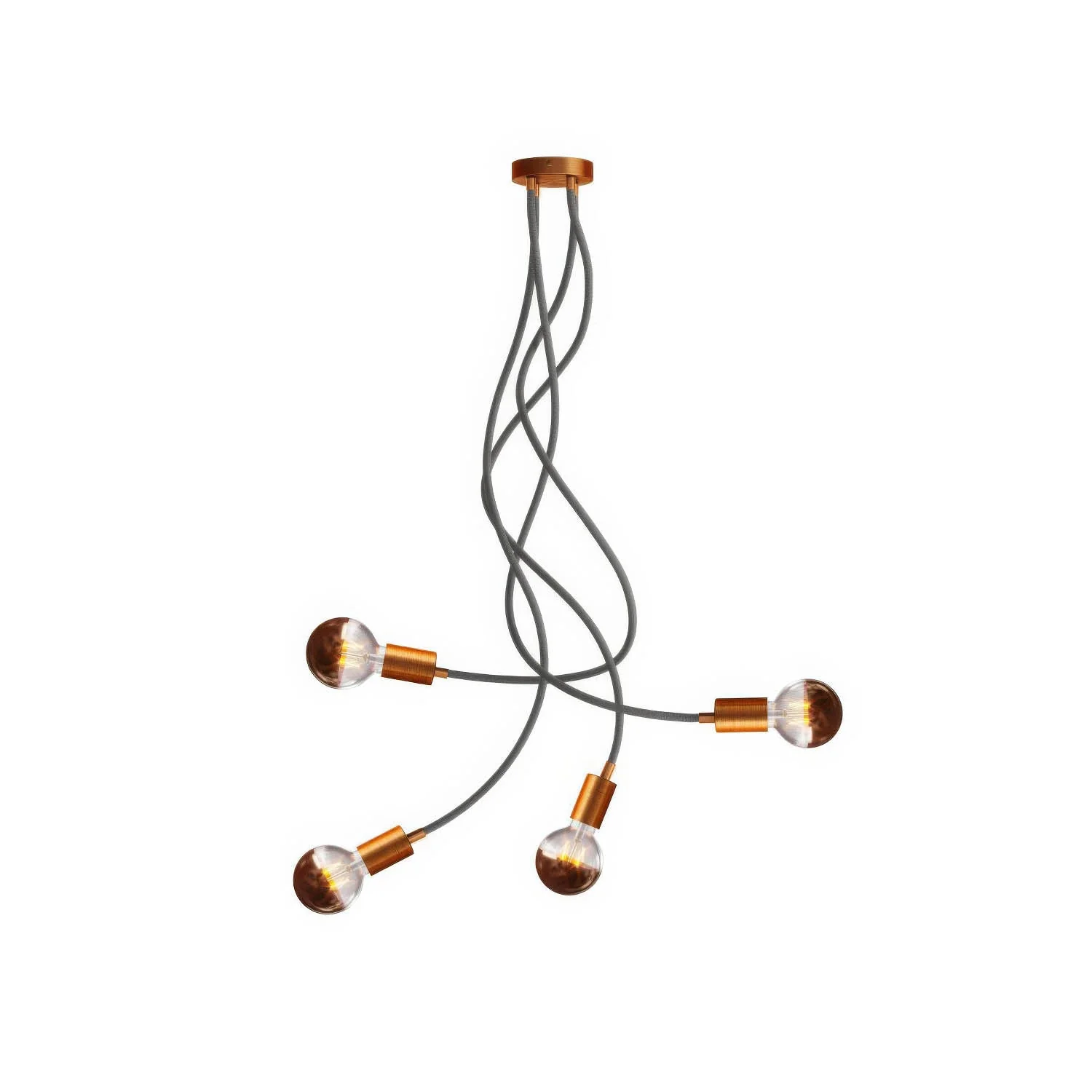 Flex 90 adjustable ceiling lamp with diffused light and G95 LED light bulb - Satin copper