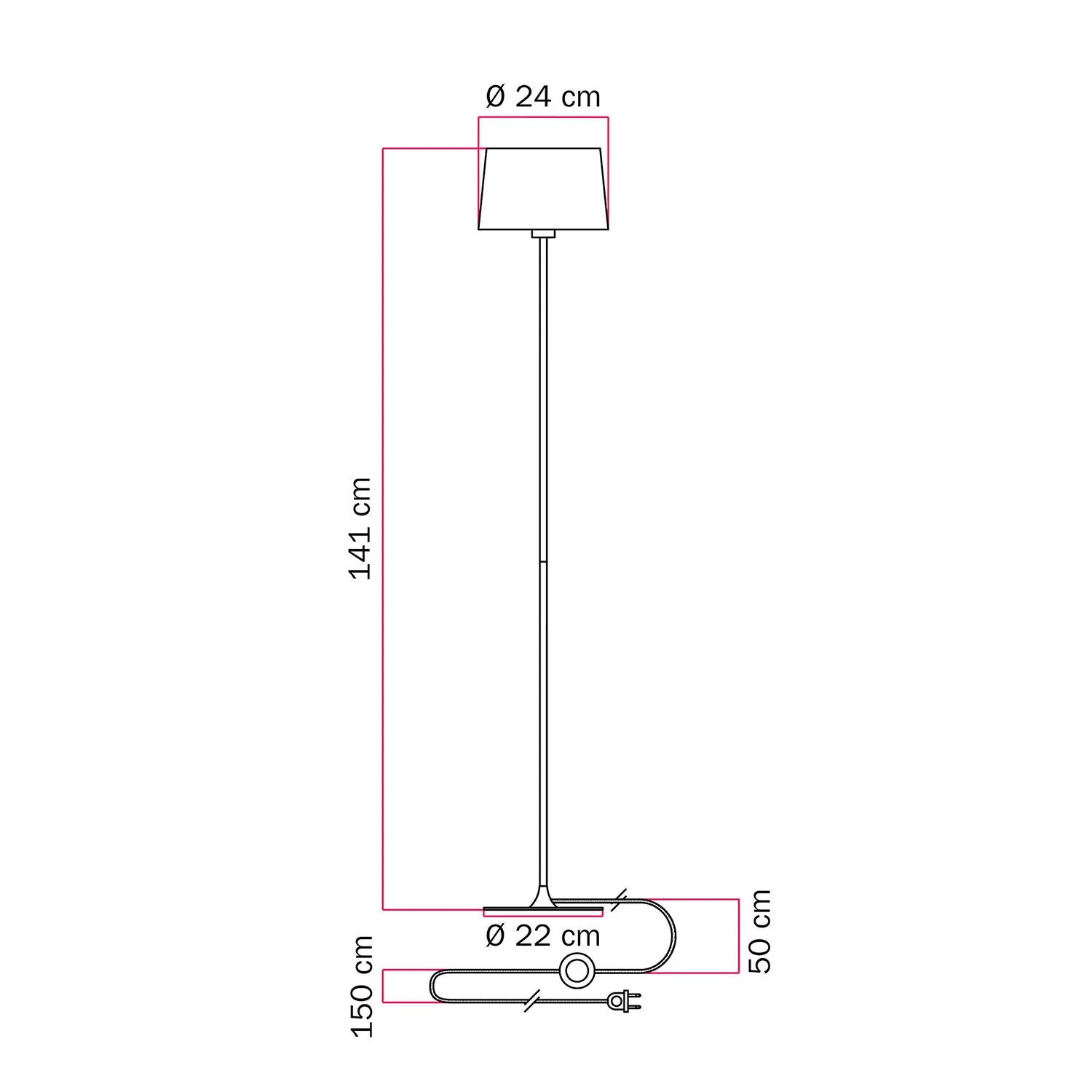 Floor lamp MAG-Y with round metal base and Athena lampshade - Black - Image 5