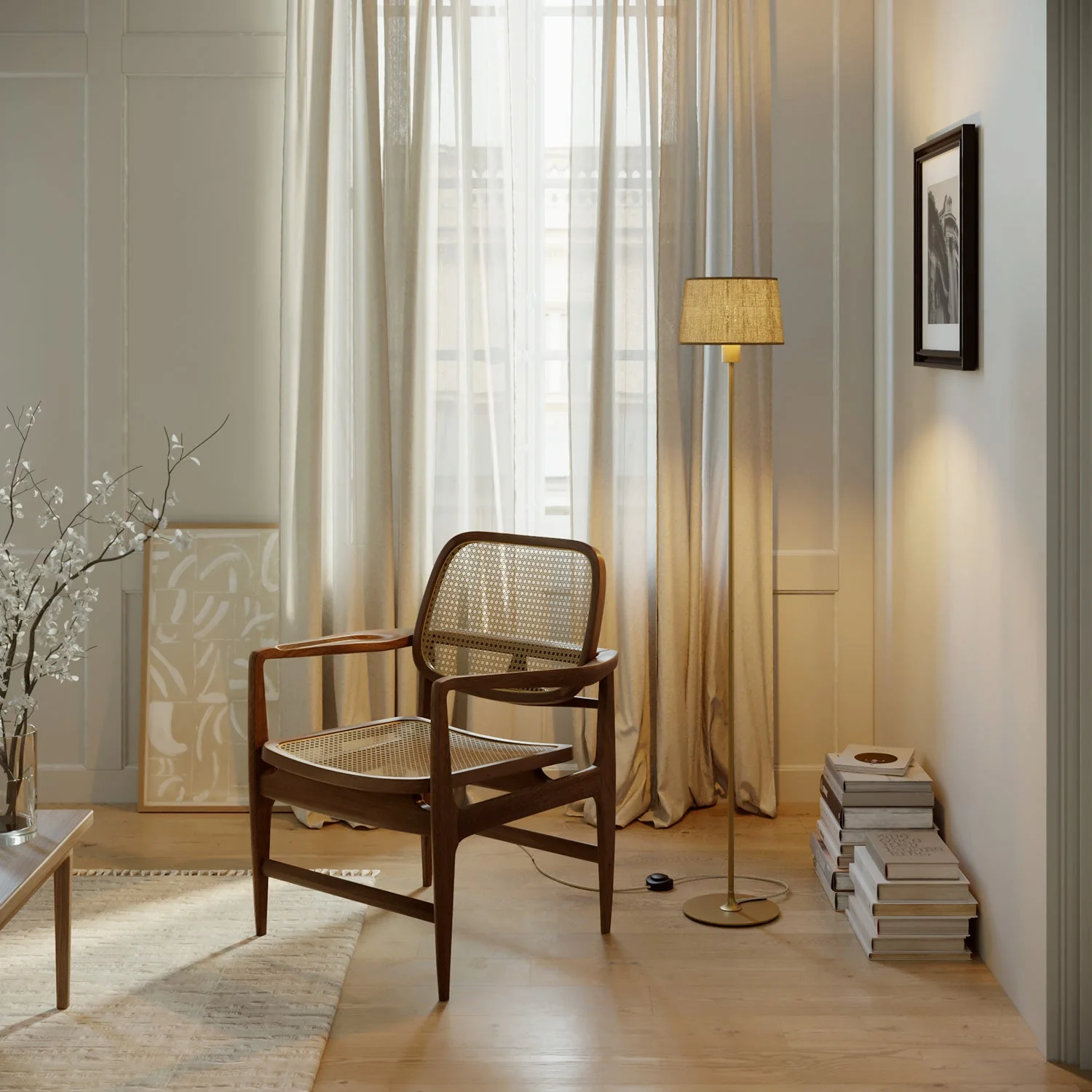 MAG-Y floor lamp with round metal base and Athena lampshade - Satin bronze - Image 2