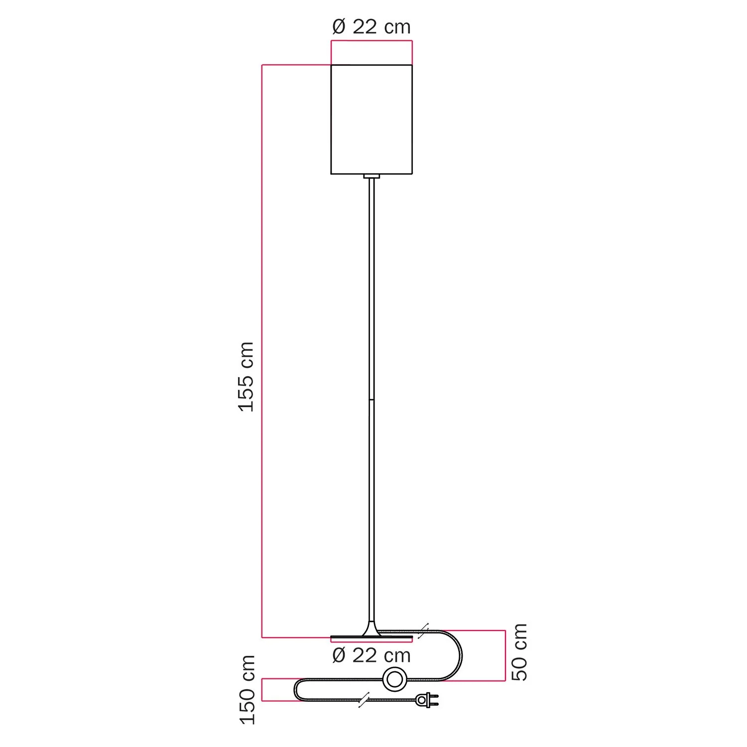 MAG-Y floor lamp with round metal base and Cylinder M lampshade - Black - Image 5