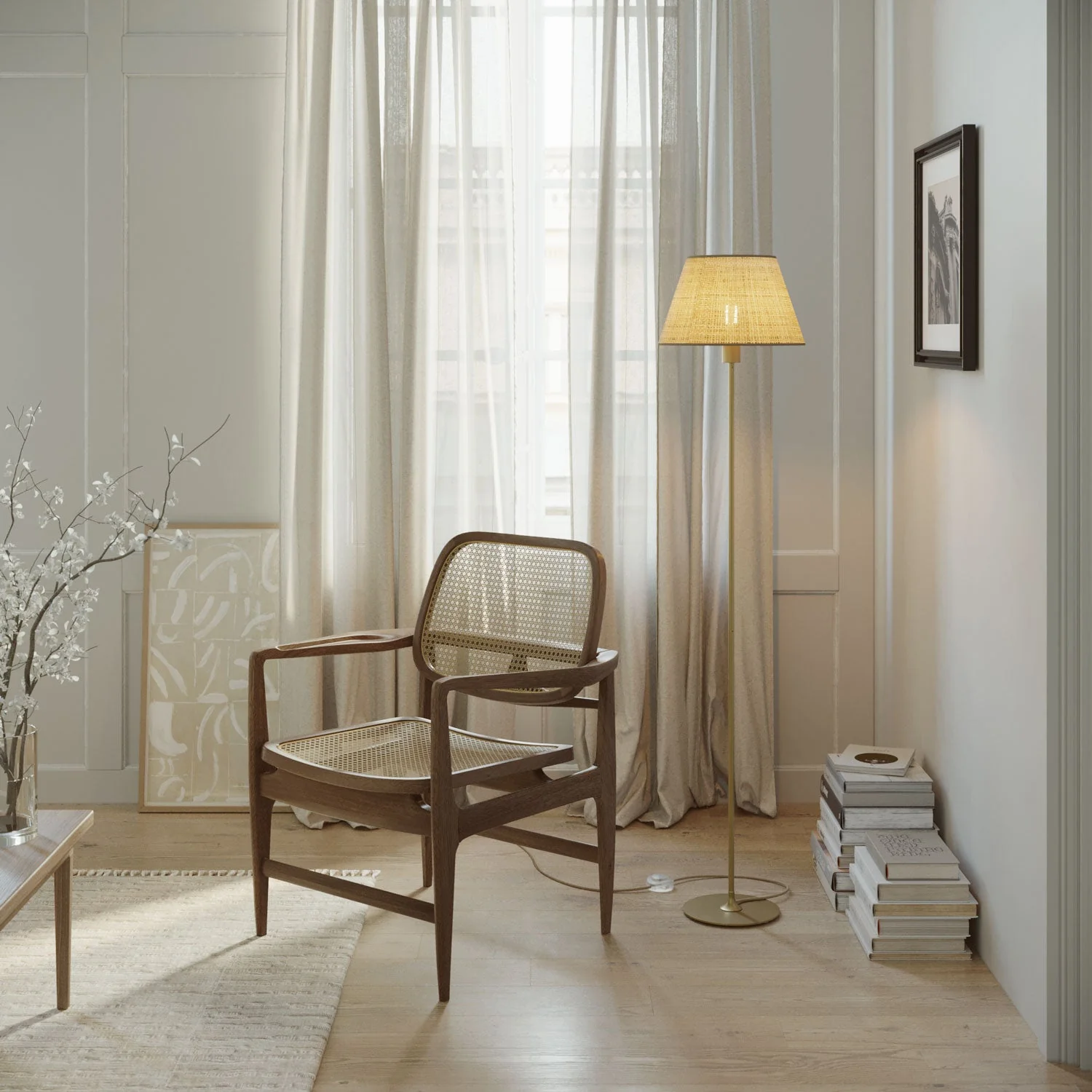 MAG-Y floor lamp with round metal base and Impero M lampshade - Satin bronze - Image 2
