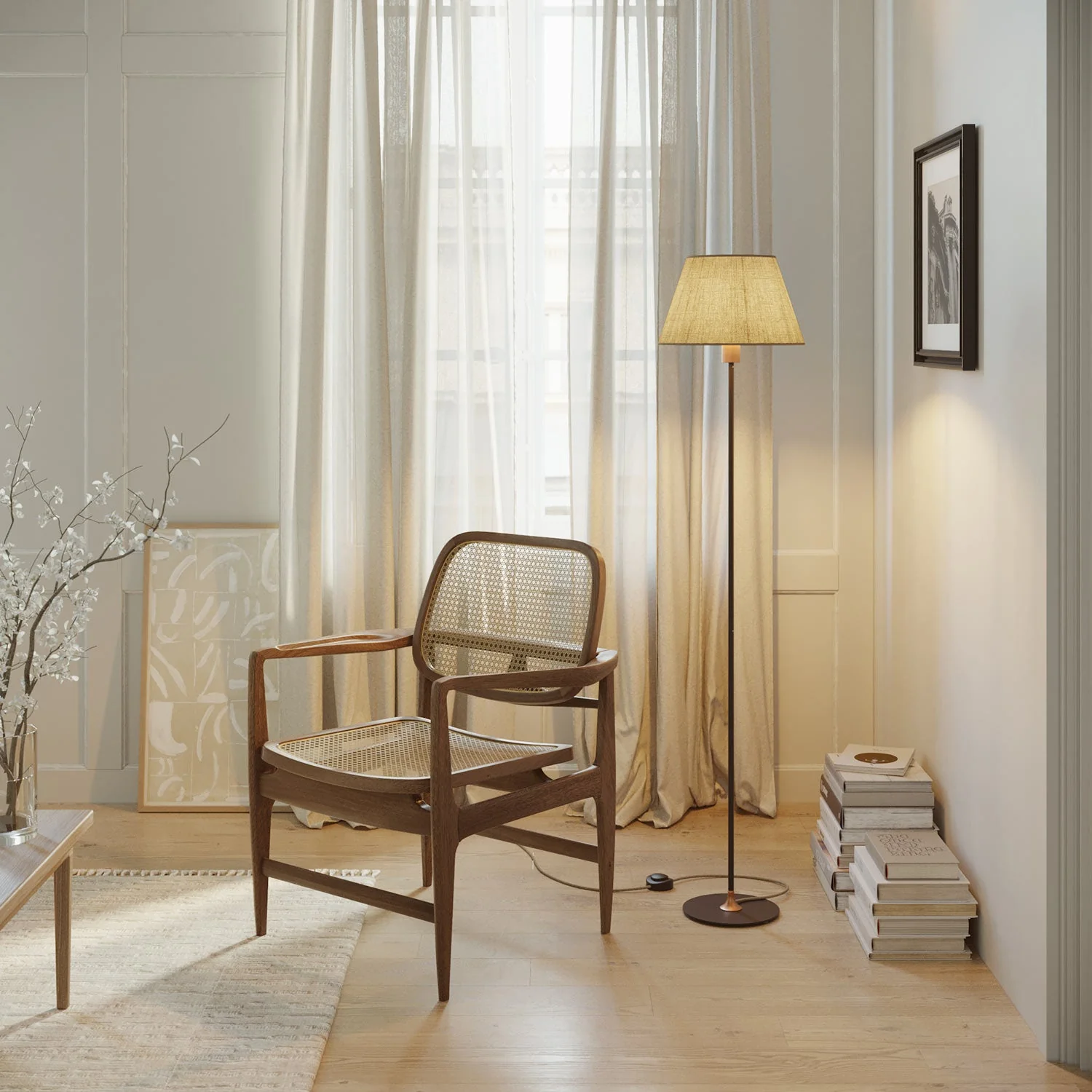 MAG-Y floor lamp with round metal base and Impero M lampshade - Satin copper - Image 2
