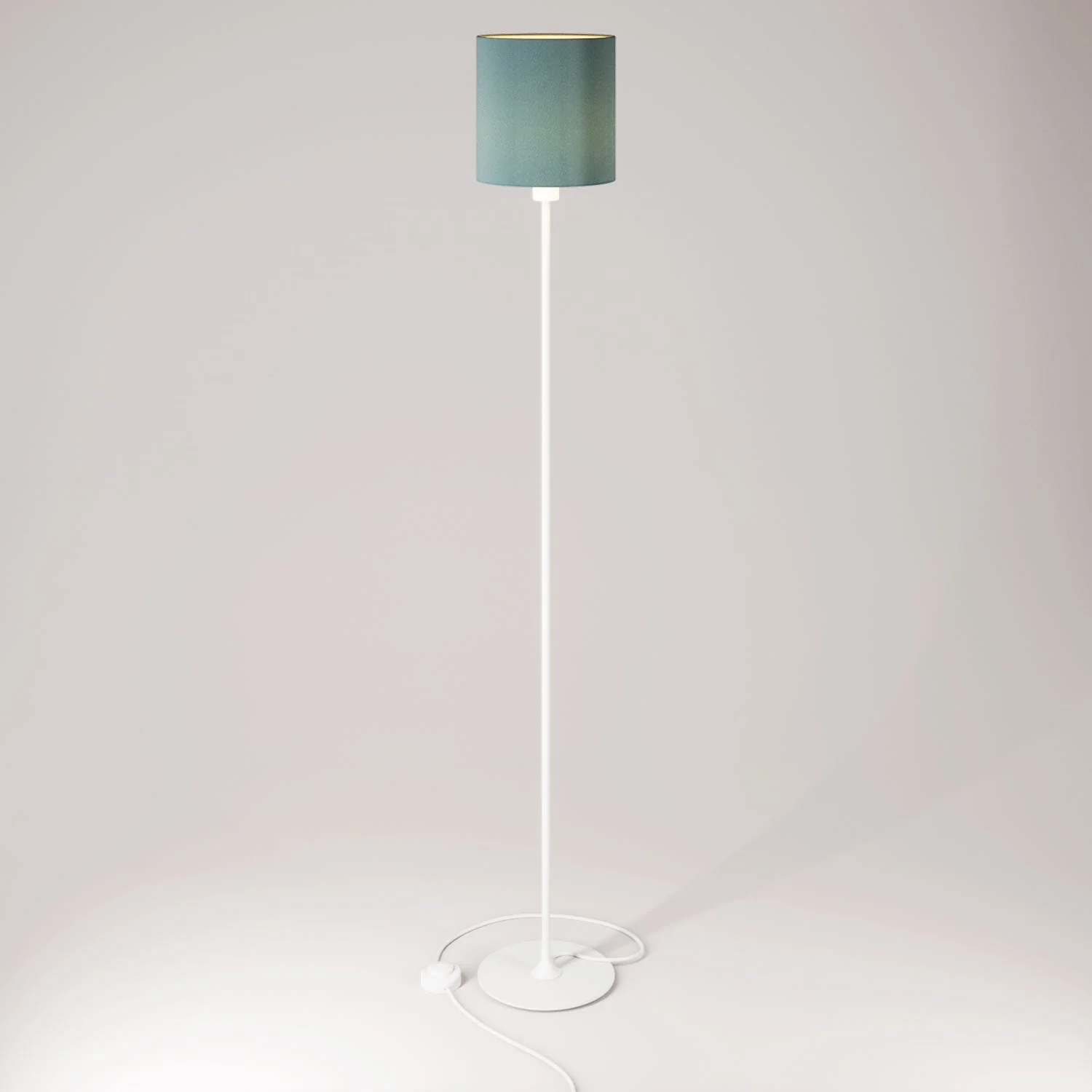 MAG-Y floor lamp with round metal base, Cylindro M lampshade and UK plug - Matt white