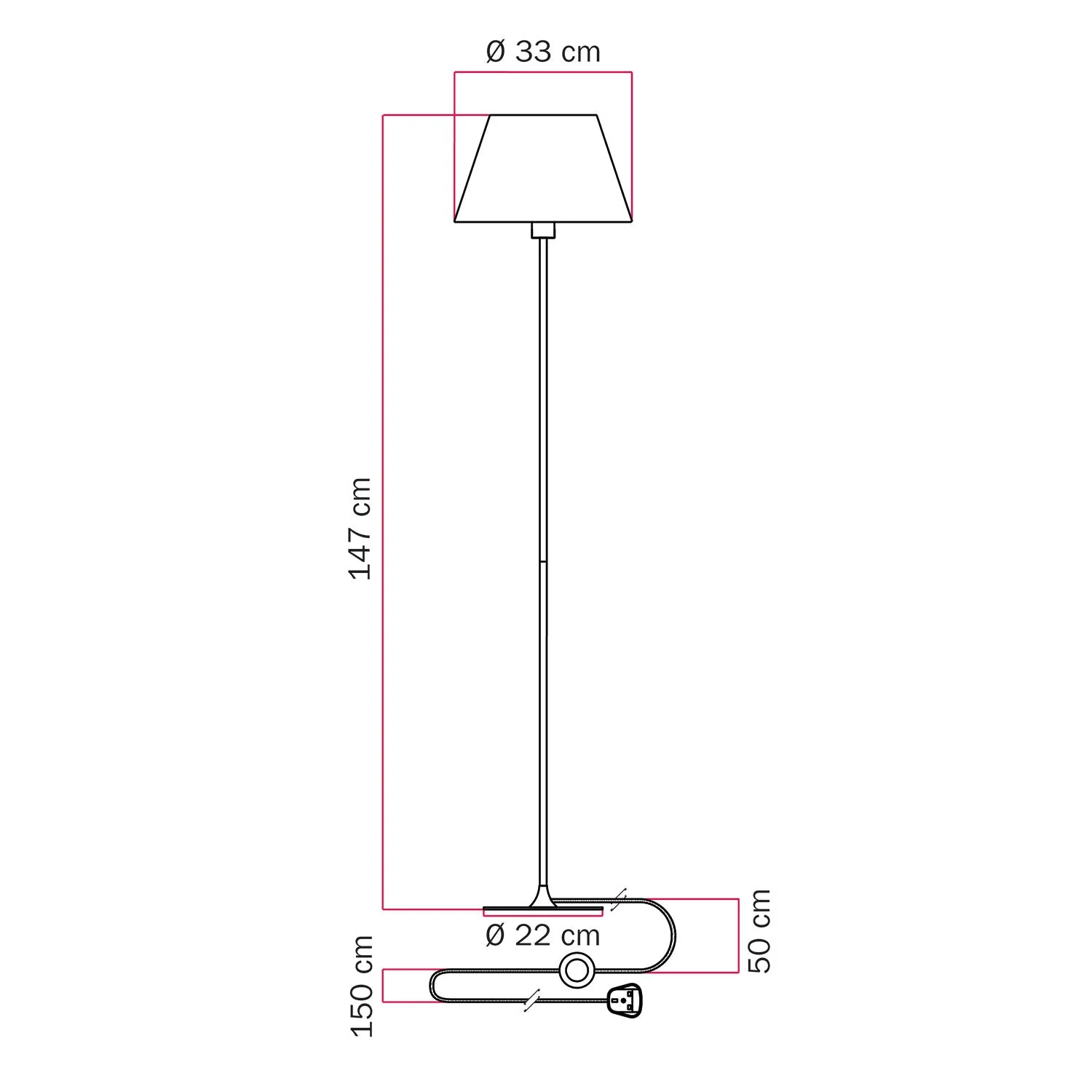MAG-Y floor lamp with round metal base, Impero M lampshade and UK plug - Matt white - Image 5