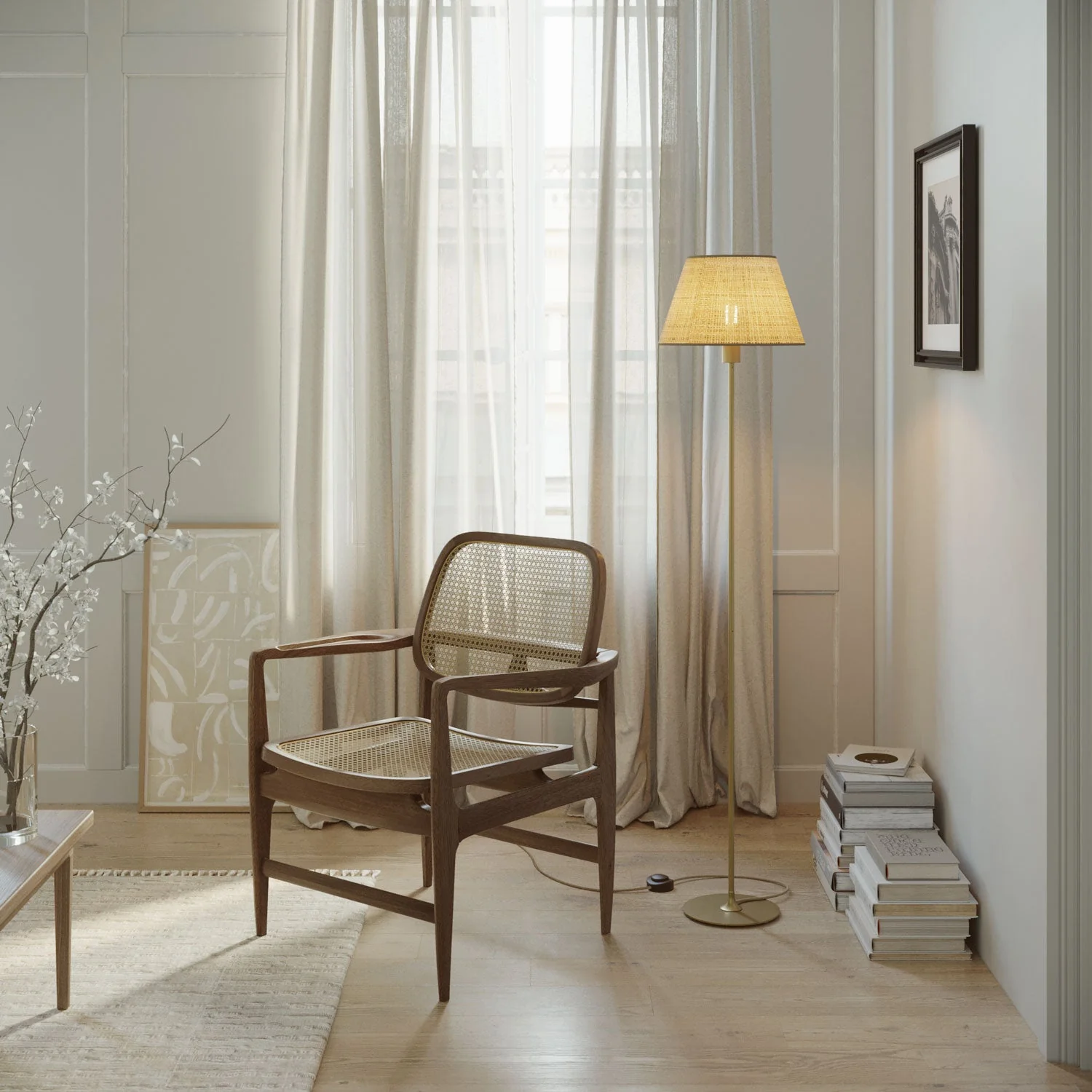 MAG-Y floor lamp with round metal base, Impero M Lampshade and UK Plug – Satin bronze - Image 2