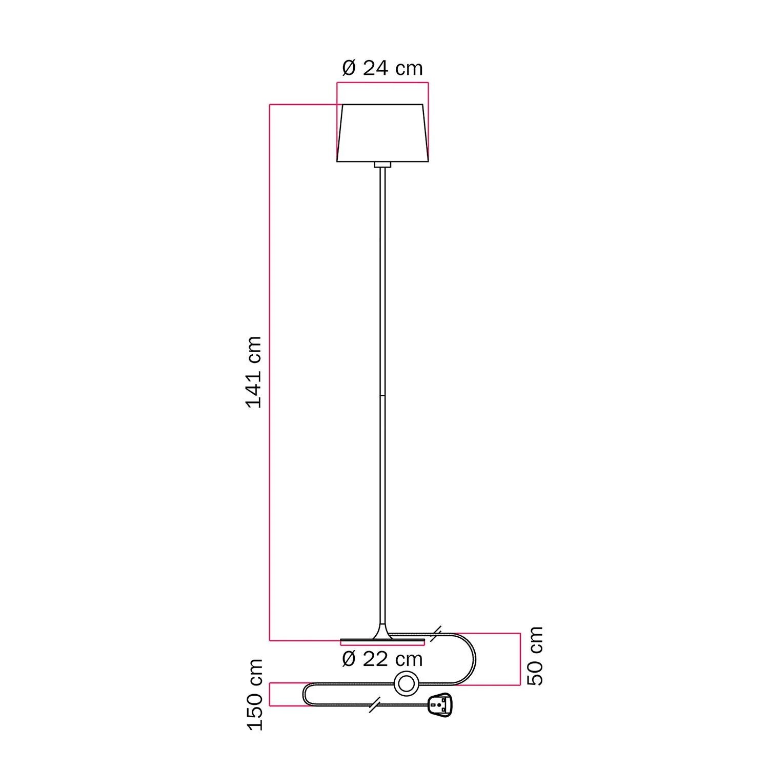 MAG-Y floor lamp with round metal base, Athena lampshade and UK plug - Black - Image 5