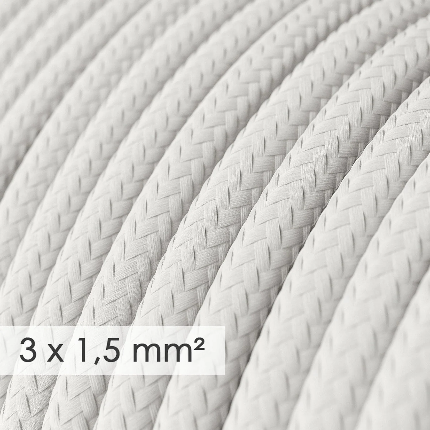 French multi-socket with glossy white fabric cord and Schuko plug with comfort ring - Image 2