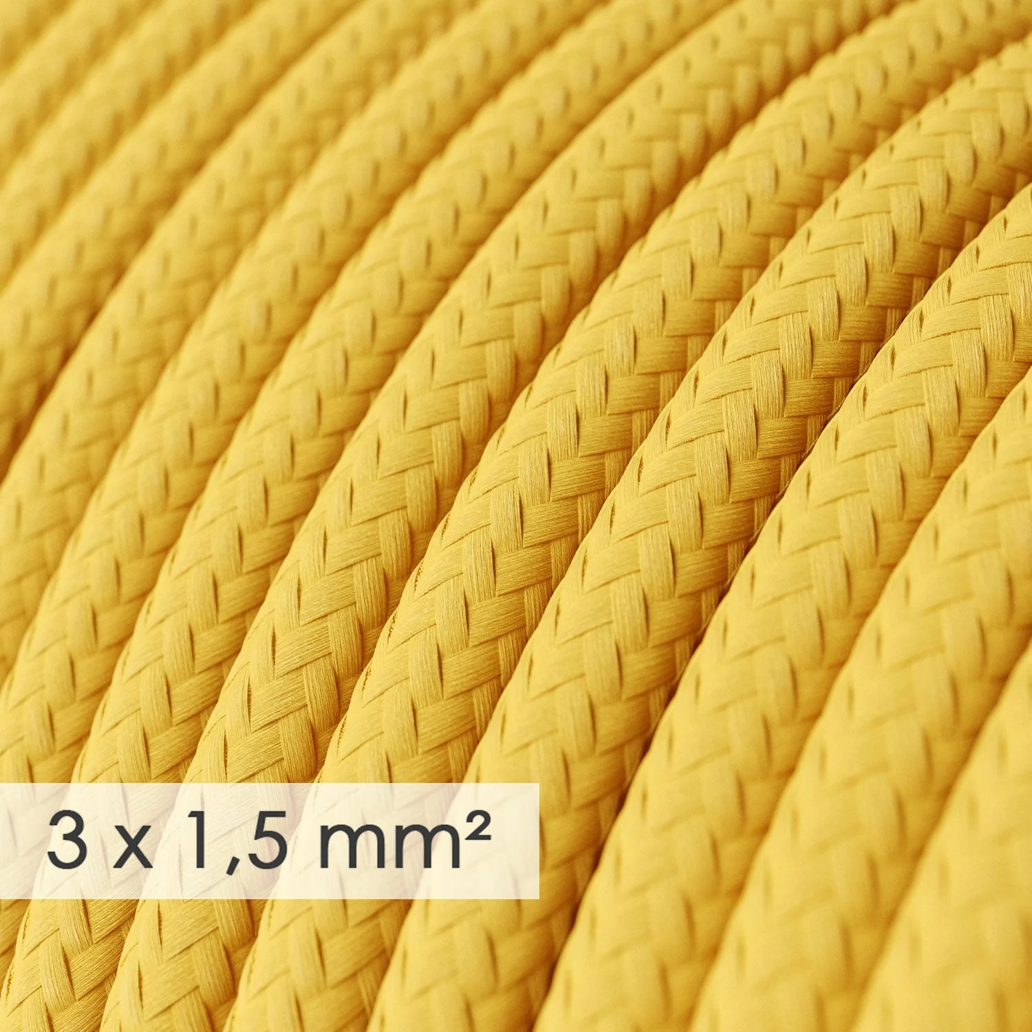 French multi-socket with shiny yellow fabric cord and Schuko plug with comfort ring - Image 2
