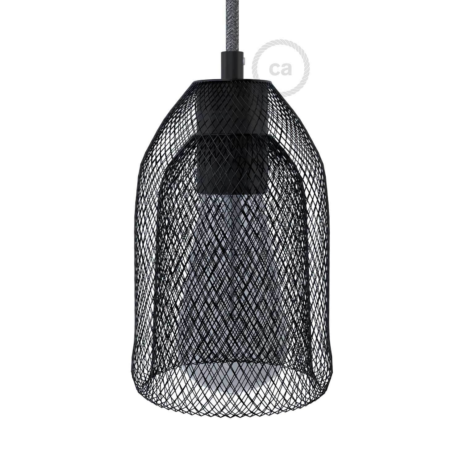 GhostBell lampshade cage in metal with E27 lamp holder kit - Black