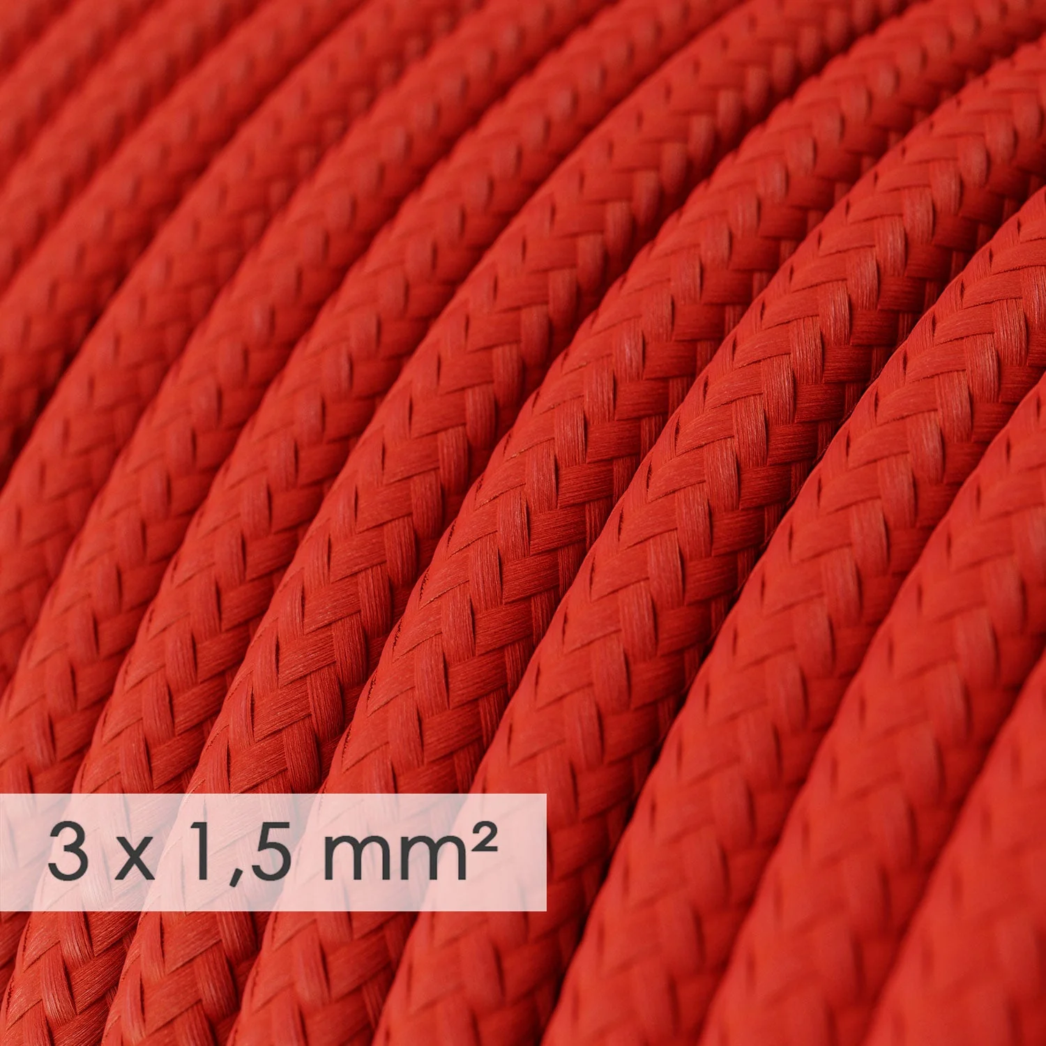 German multi-socket with glossy red fabric cord and Schuko plug with comfort ring - Image 2