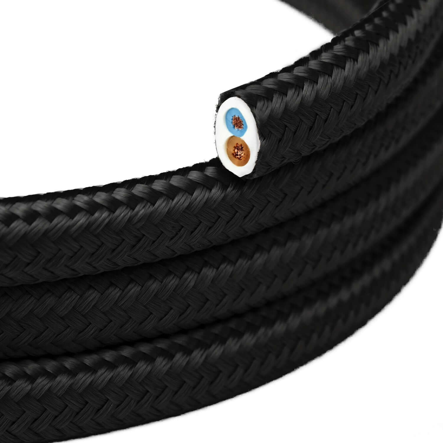 Glossy Carbon Black flat fabric cable - PM04