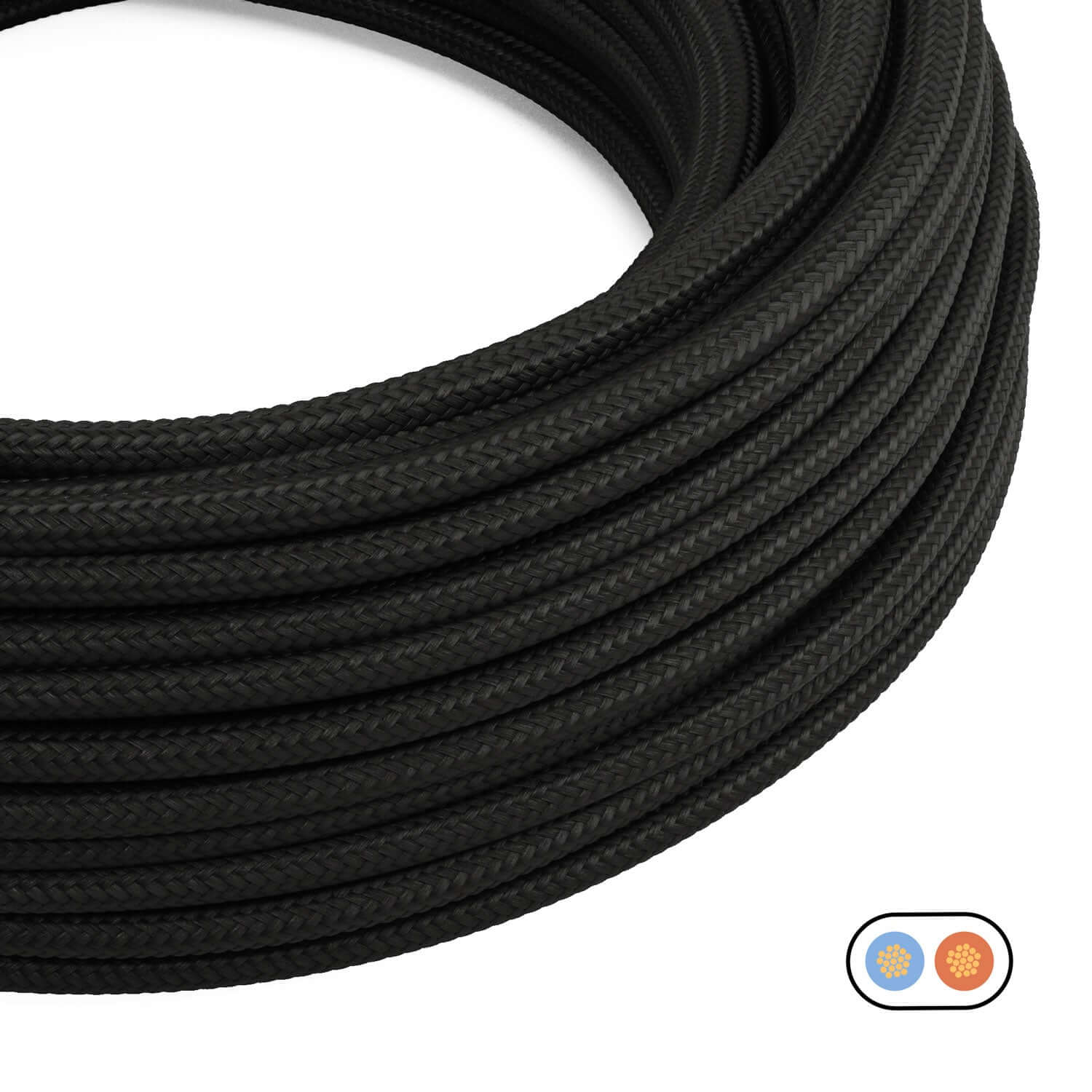 Glossy Carbon Black flat fabric cable - PM04 - Image 2