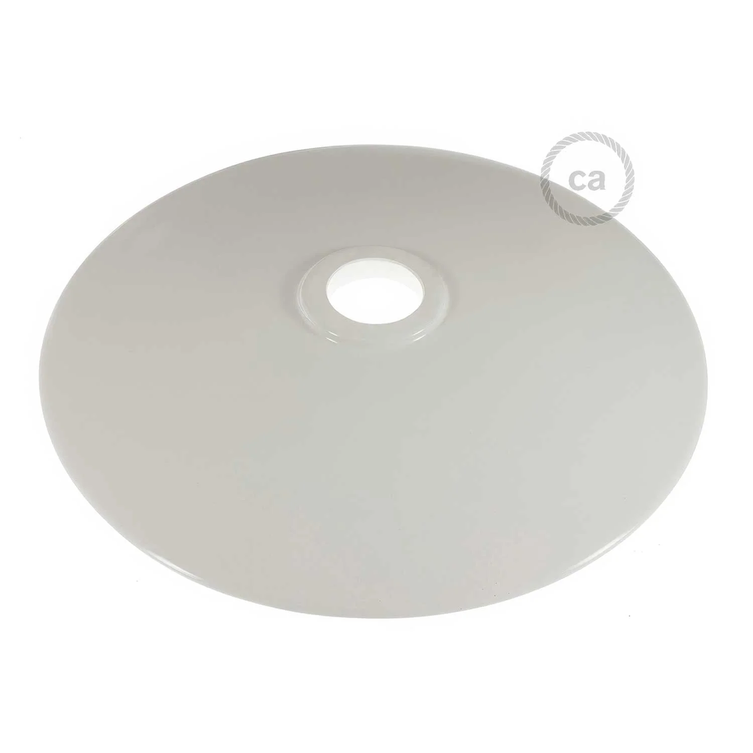 Flat ceramic lampshade for pendant - Made in Italy - Glossy white - Image 3