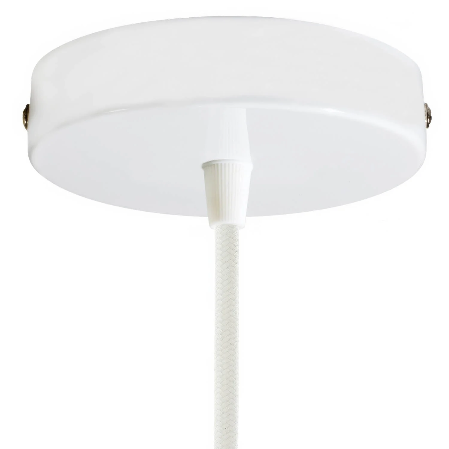 Glossy white metal cylindrical ceiling rose kit