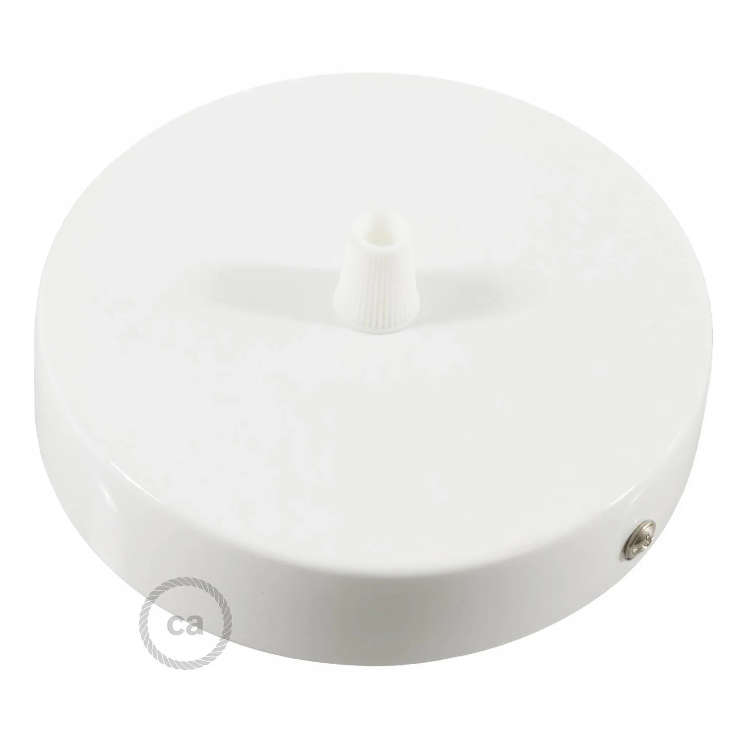 Glossy white metal cylindrical ceiling rose kit - Image 2