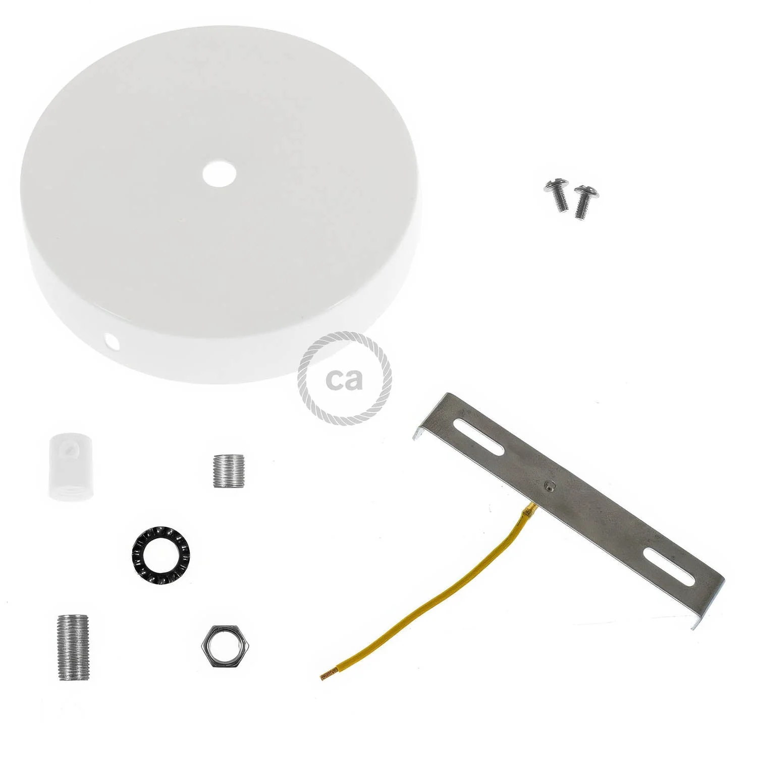 Glossy white metal cylindrical ceiling rose kit - Image 8