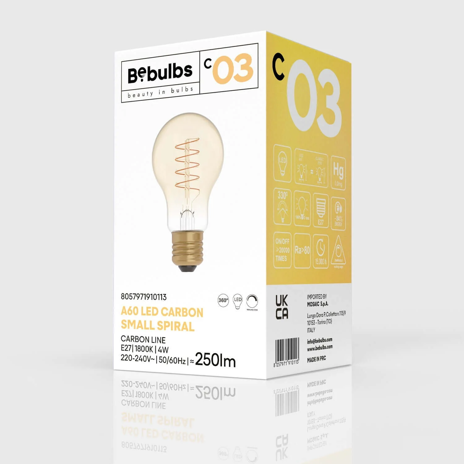 LED Light bulb Gold Carbon Line spiral filament Drop A60 4W 250Lm E27 1800K Dimmable - C03 - Image 4