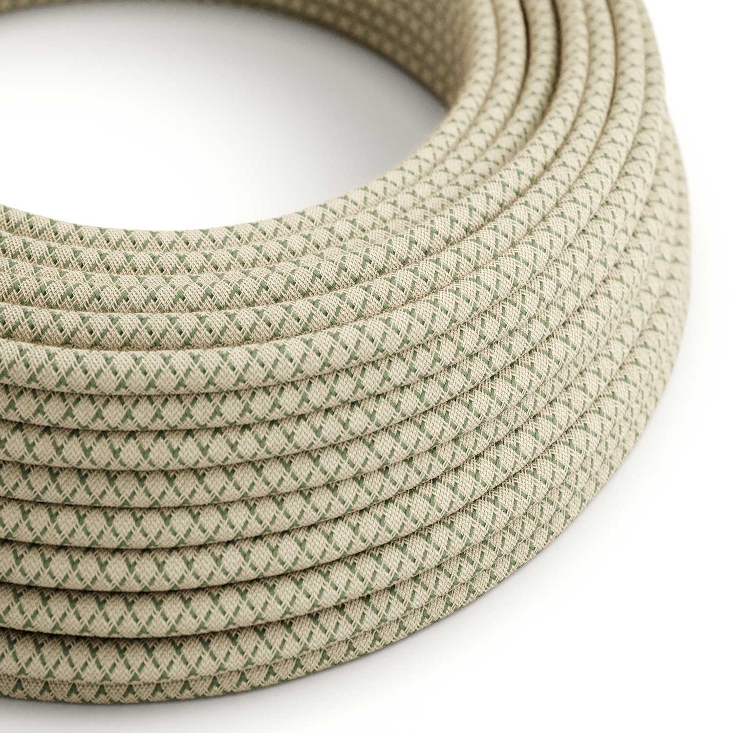 Green Thyme and Beige Losanga fabric cable - The Original Creative Cables, for unique lighting decorations - RD62