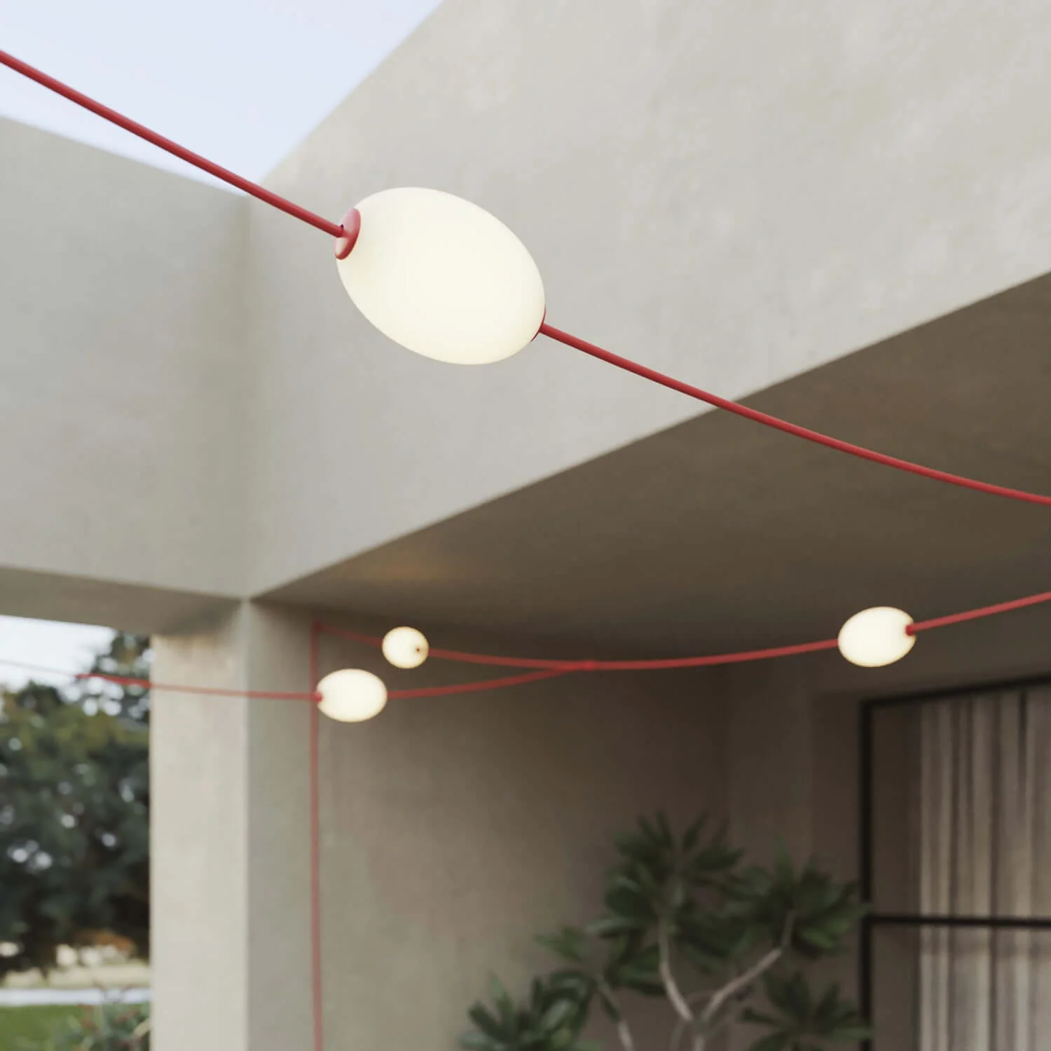 Grid string light with 7 outdoor light points IP67 Starfish red - Marina GRID - Image 5