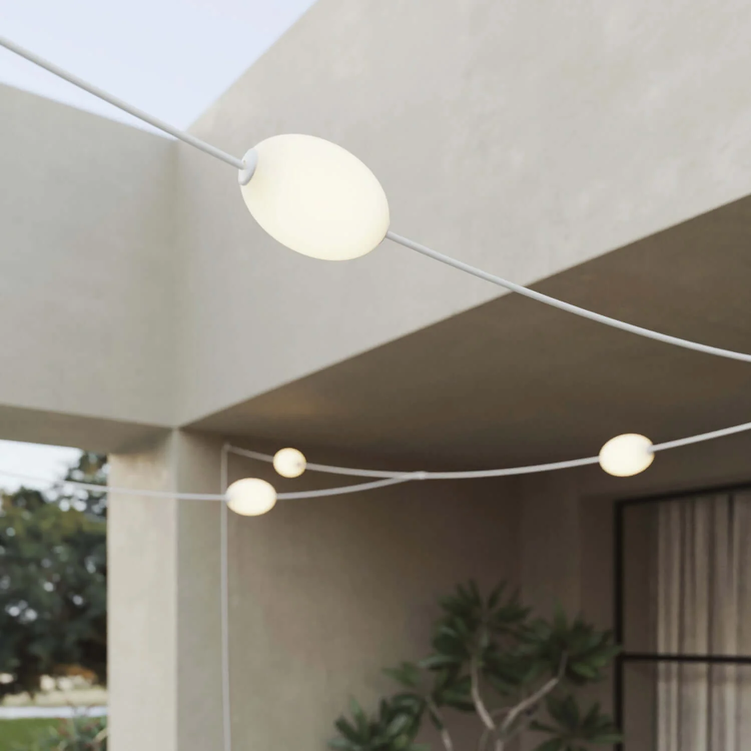 Grid string light with 7 outdoor light points IP67 Sand white - Marina GRID - Image 5