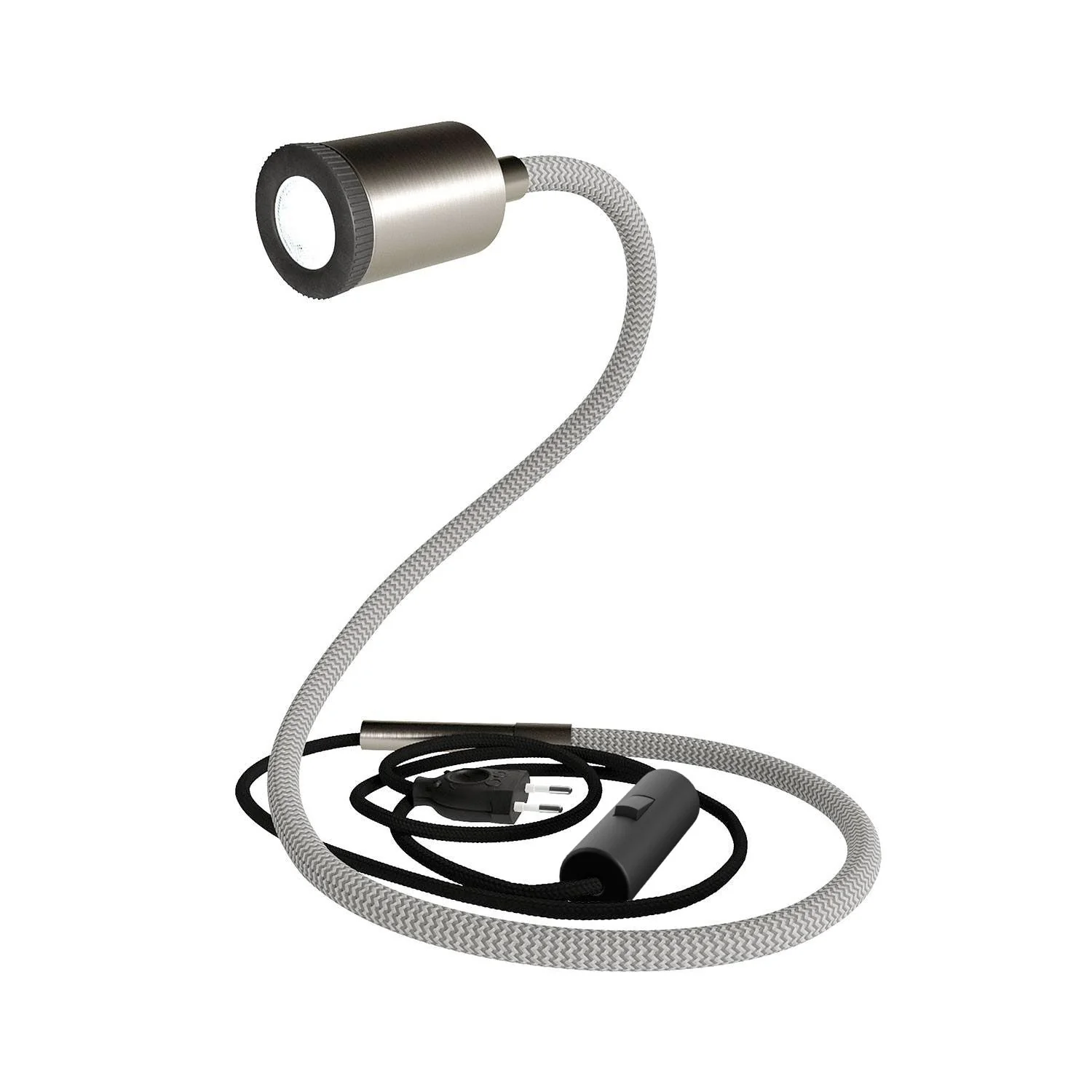 GU1d-one Adjustable lamp without base with mini LED spotlight – Satin titanium