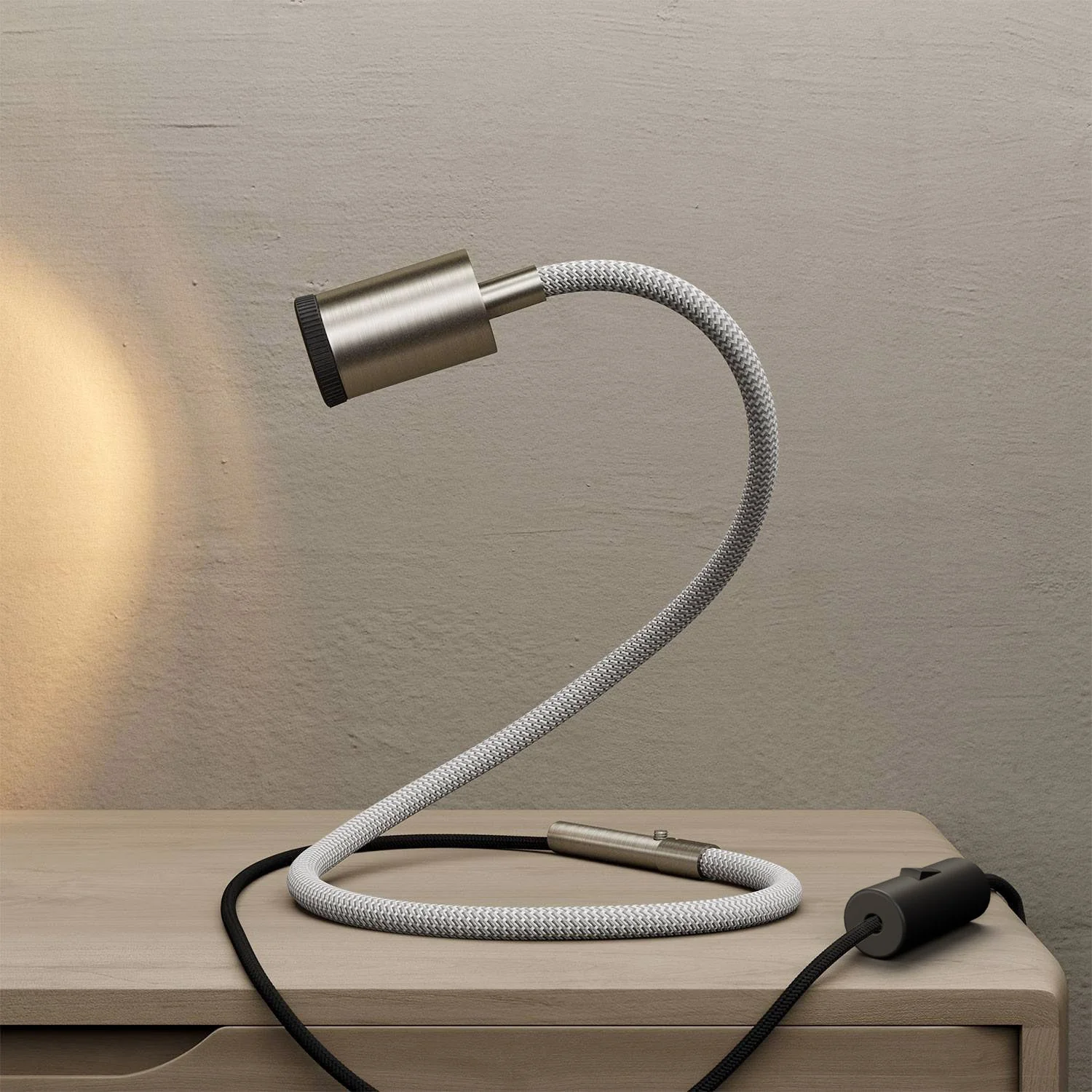 GU1d-one Adjustable lamp without base with mini LED spotlight – Satin titanium - Image 2