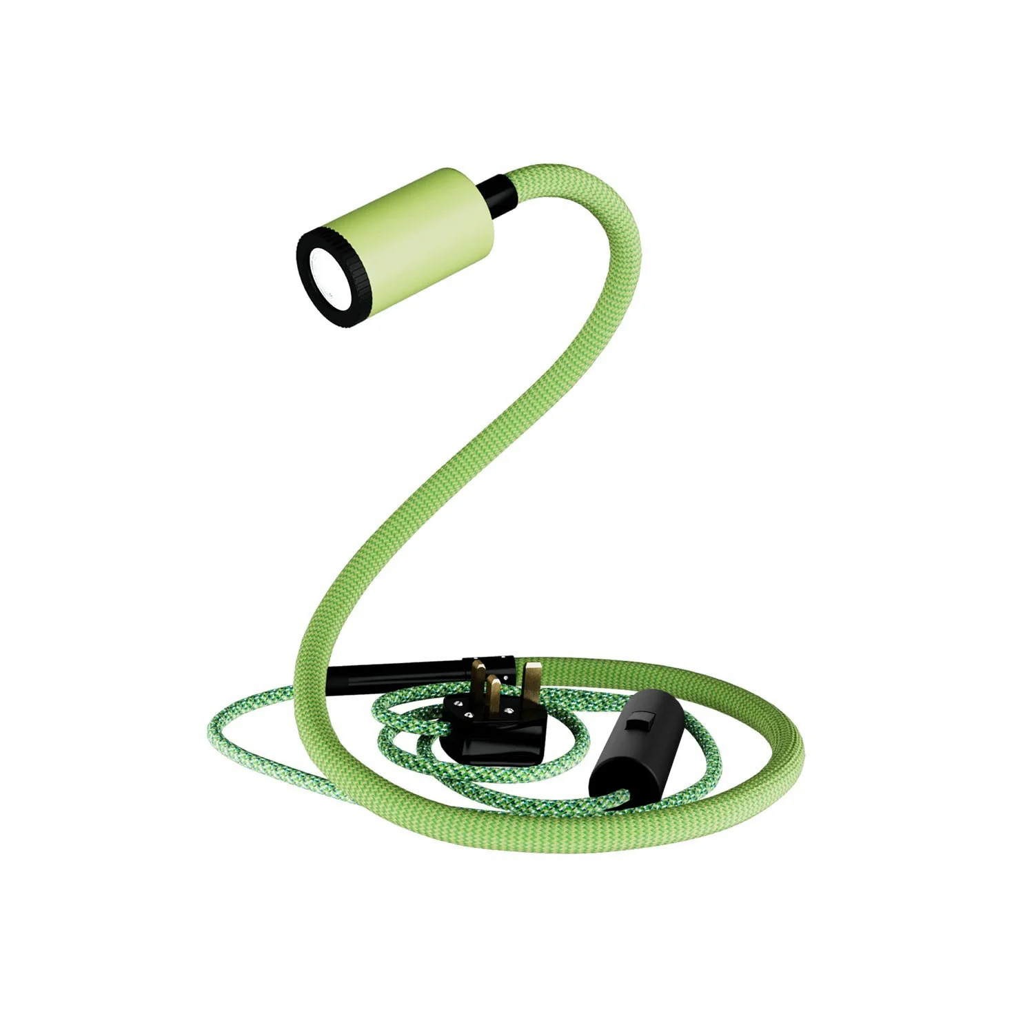 GU1d-one Pastel Adjustable lamp without base with mini LED spotlight and UK plug - Meadow Green