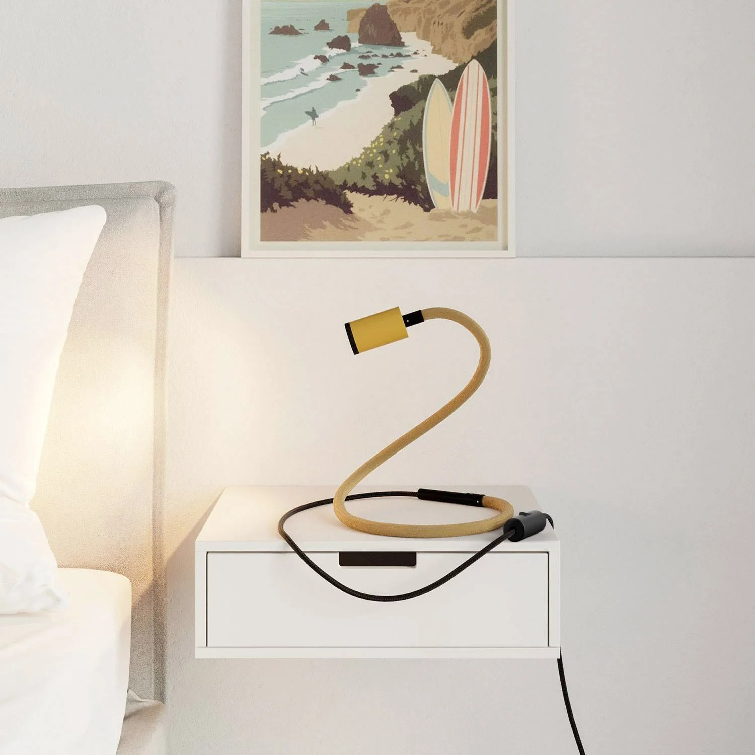 GU1d-one Pastel Adjustable lamp without base with mini LED spotlight and UK plug - Mustard - Image 2